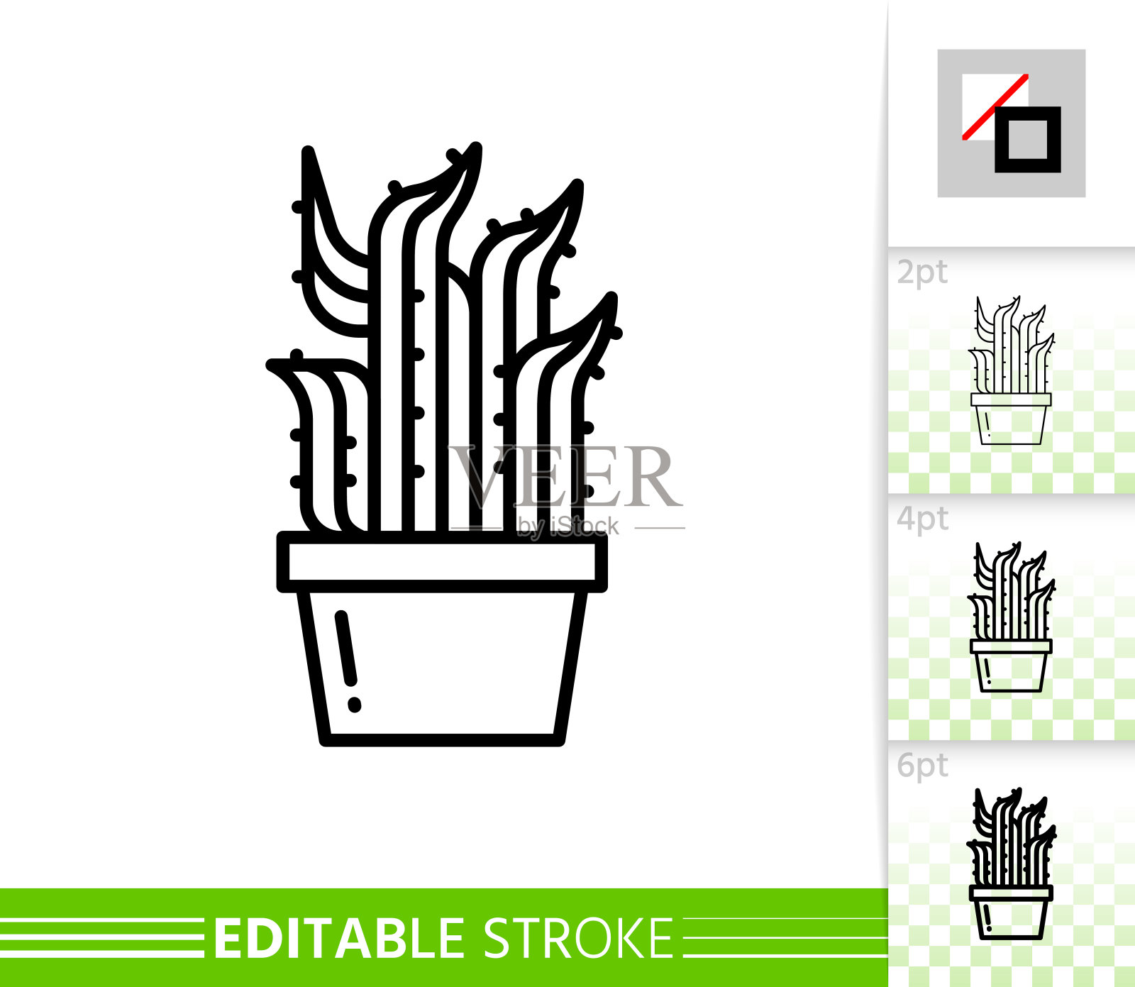 仙人掌多汁芦荟简单细线矢量图标插画图片素材
