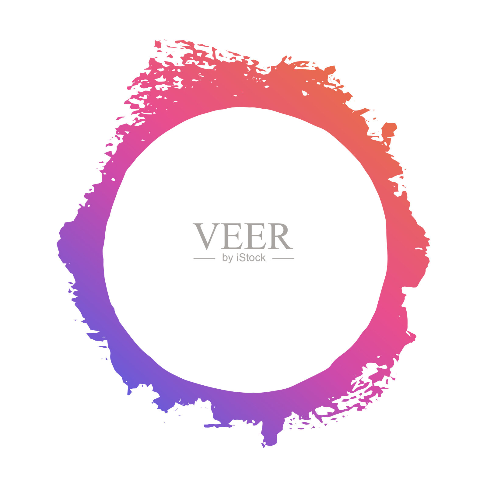 彩色水彩圆形框架孤立的白色背景。设计元素图片