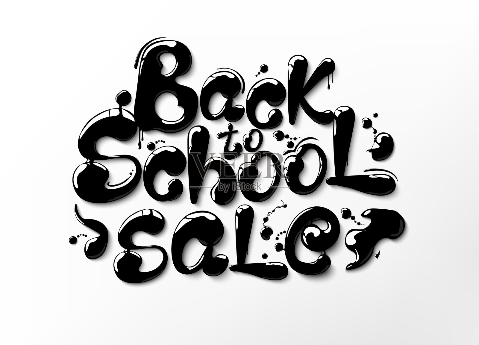 墨汁流动的字母形式回到学校。设计元素图片