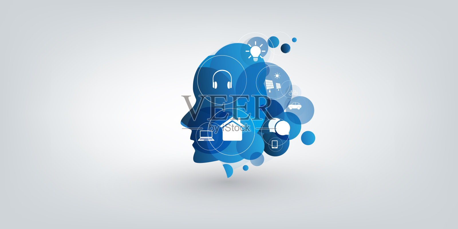 人工智能，云计算，家庭自动化概念插画图片素材