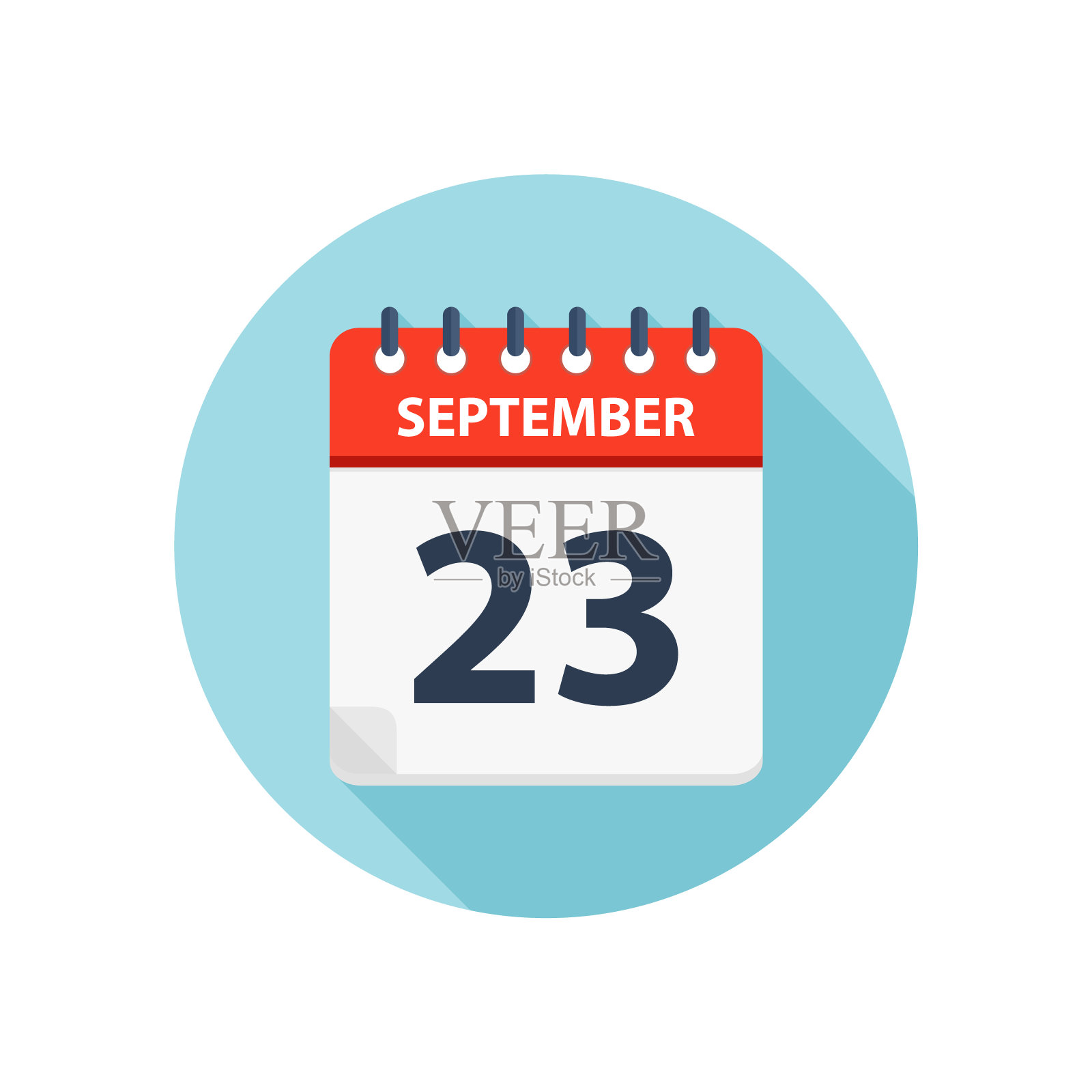 9月23日-日历图标-圆形日历设计模板插画图片素材