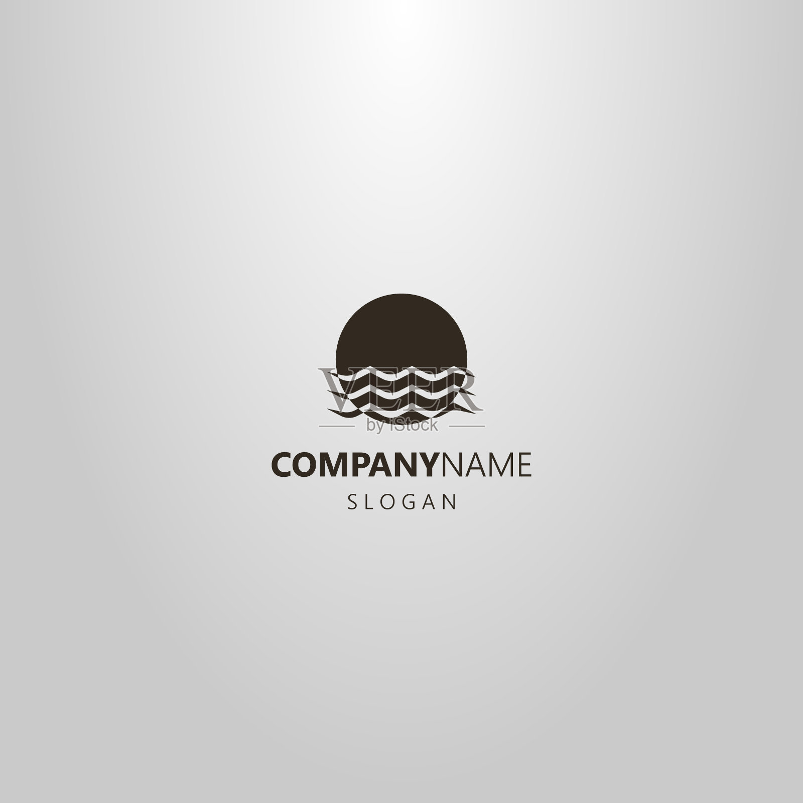 简单的矢量平面艺术太阳标志，沉浸在水波插画图片素材