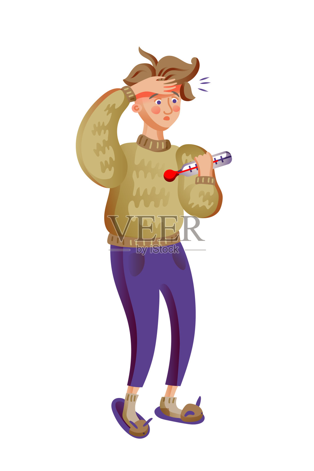 Sick矢量平坦特性插画图片素材