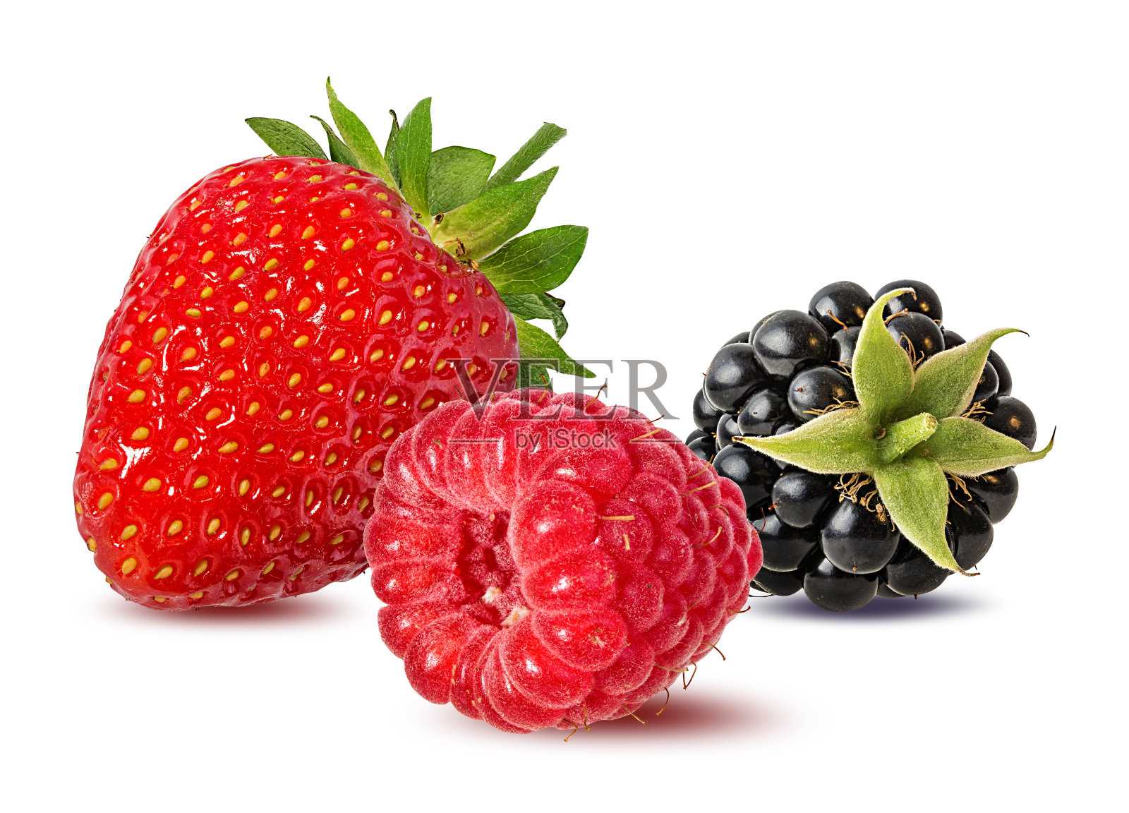 收集的新鲜浆果孤立在白色照片摄影图片