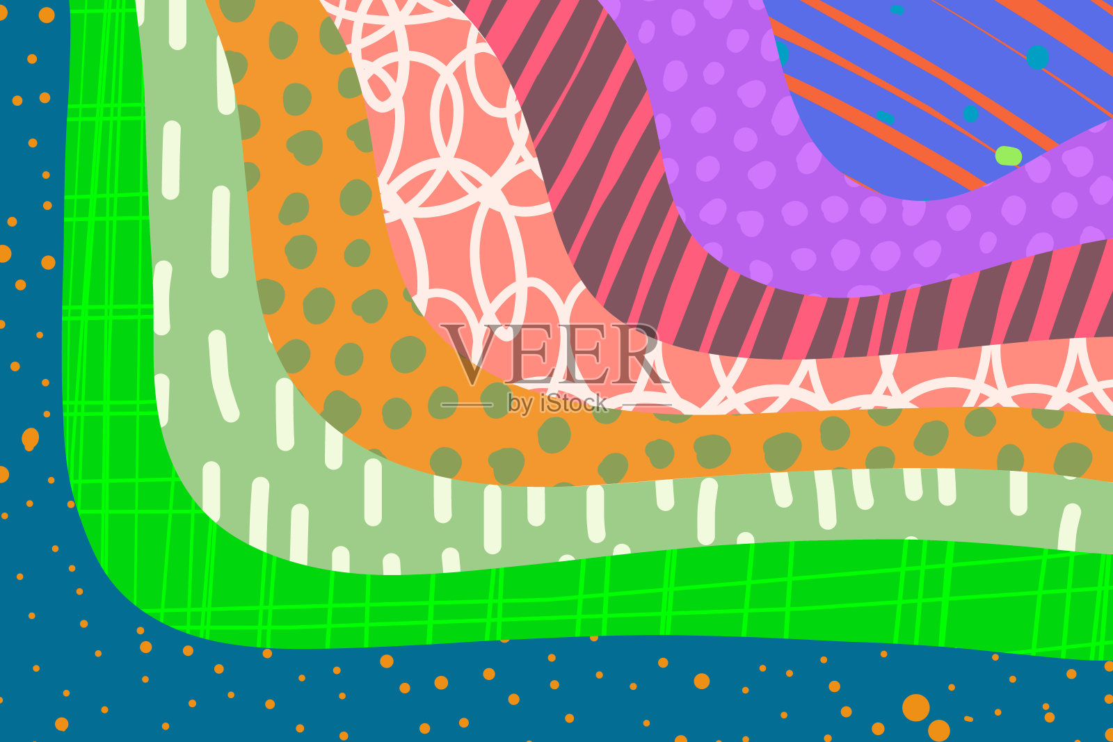 创意艺术背景手绘在充满活力的颜色。拼贴画。向量插画图片素材