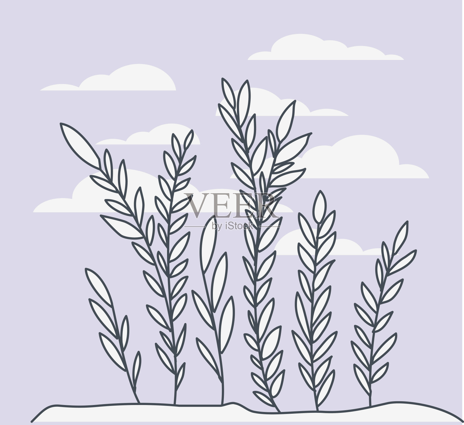 海藻海洋植物场景插画图片素材