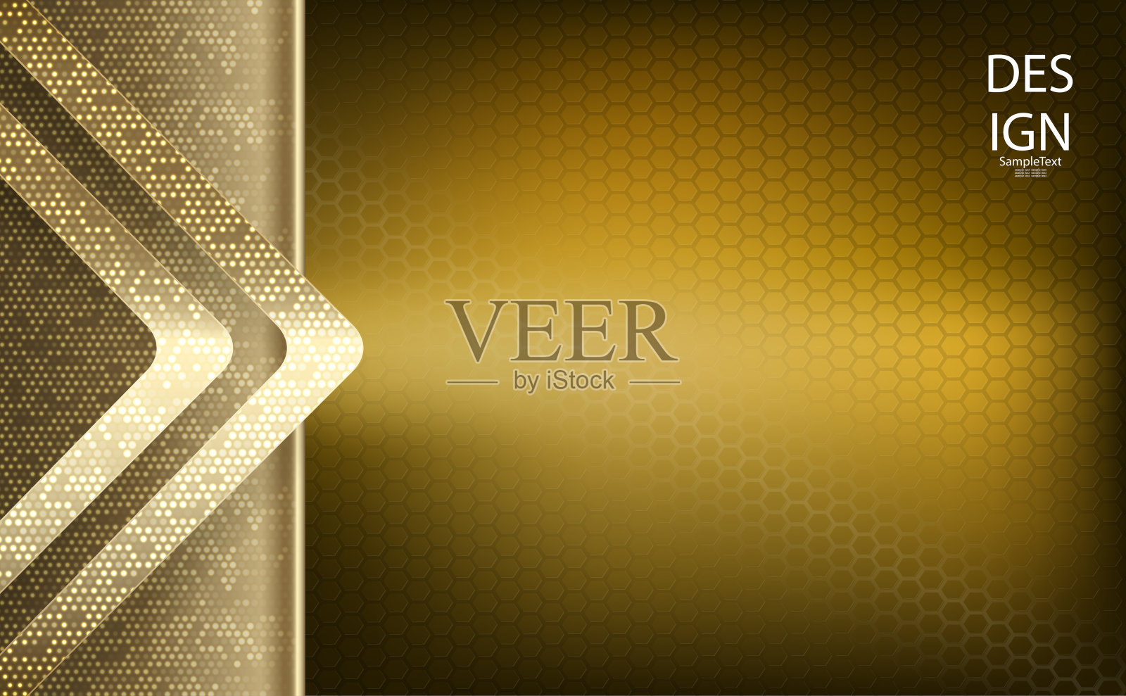 抽象的几何纹理设计一个金色色调的箭头，框架和网格网格插画图片素材