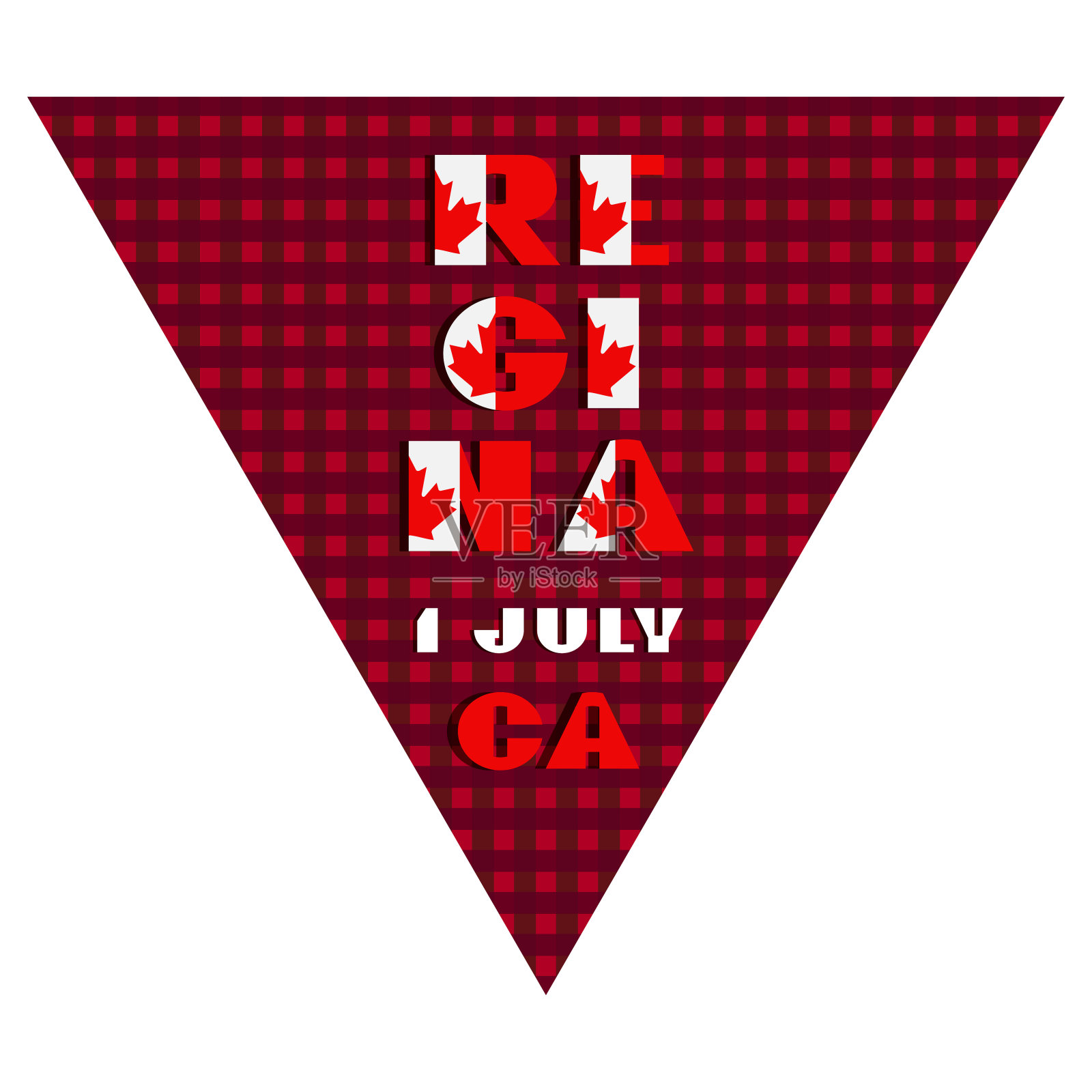 快乐加拿大日节日三角旗平面节日现代印刷与国旗红色和白色在有效的格子背景。文本7月1日插画图片素材