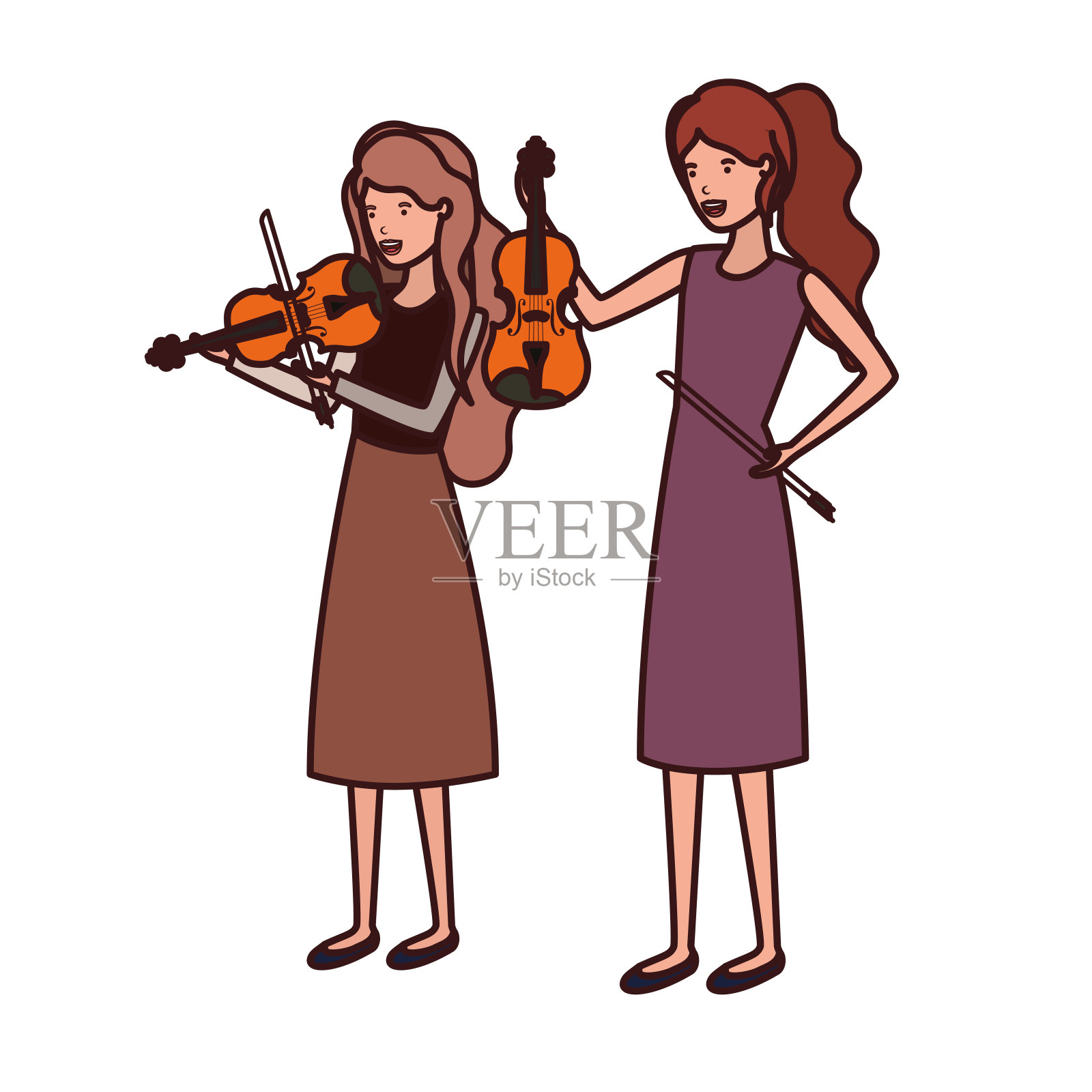 女人与乐器性格设计元素图片