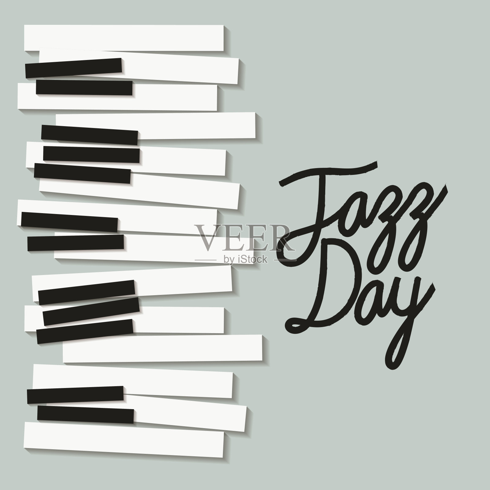 爵士日海报与钢琴键盘插画图片素材