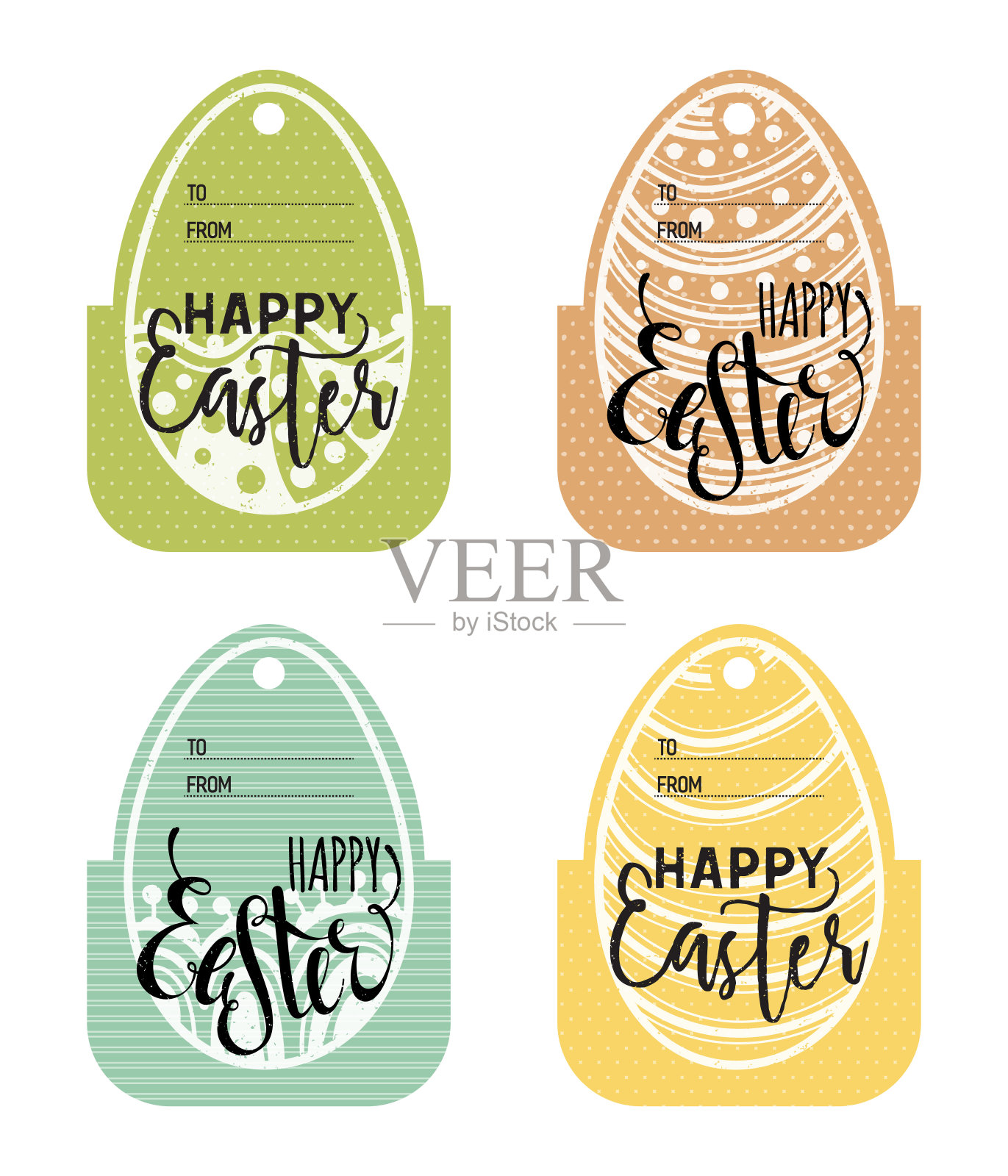 一套复古的复活节礼物标签设计模板素材