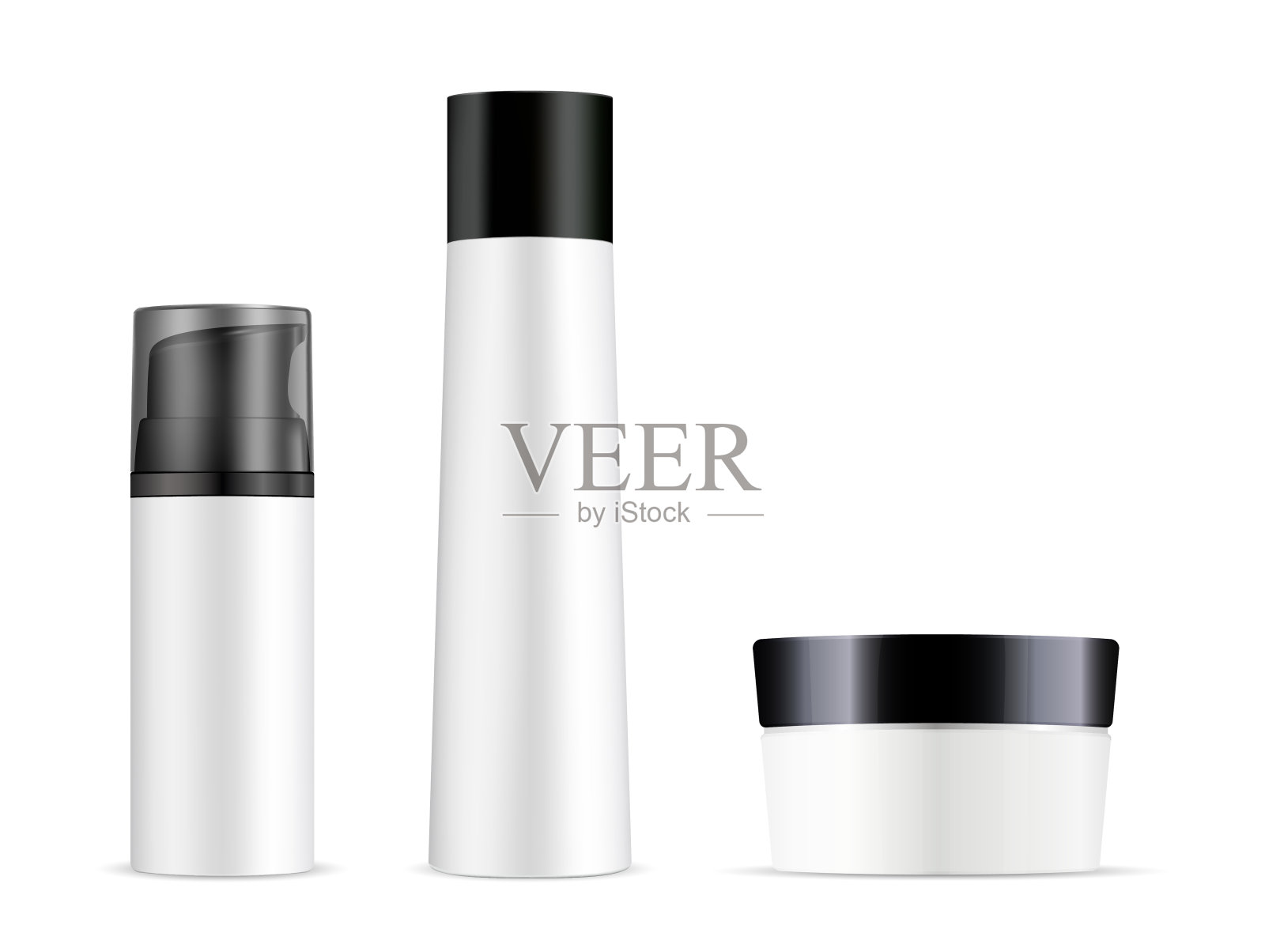 化妆瓶包装与黑色盖。Jar、洗发水插画图片素材