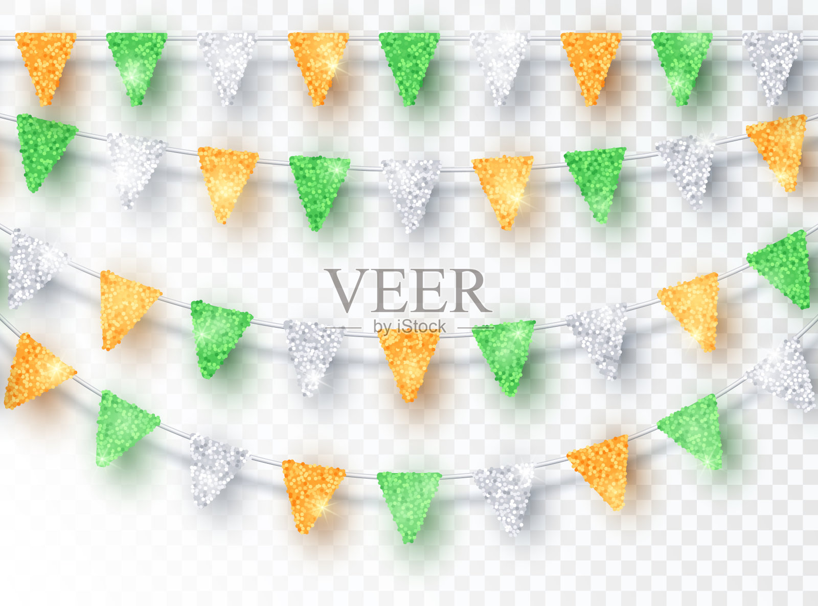 闪闪发光的印度彩旗装饰设计元素图片