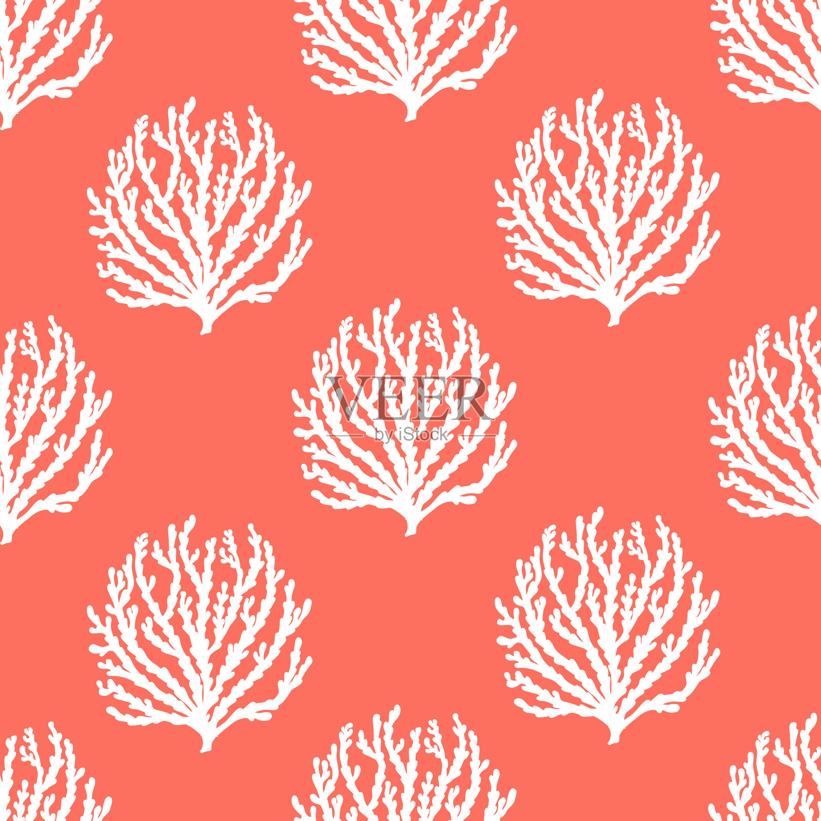 海礁珊瑚花纹无缝。海洋抽象形状。纺织、壁纸、包装纸设计。插画图片素材
