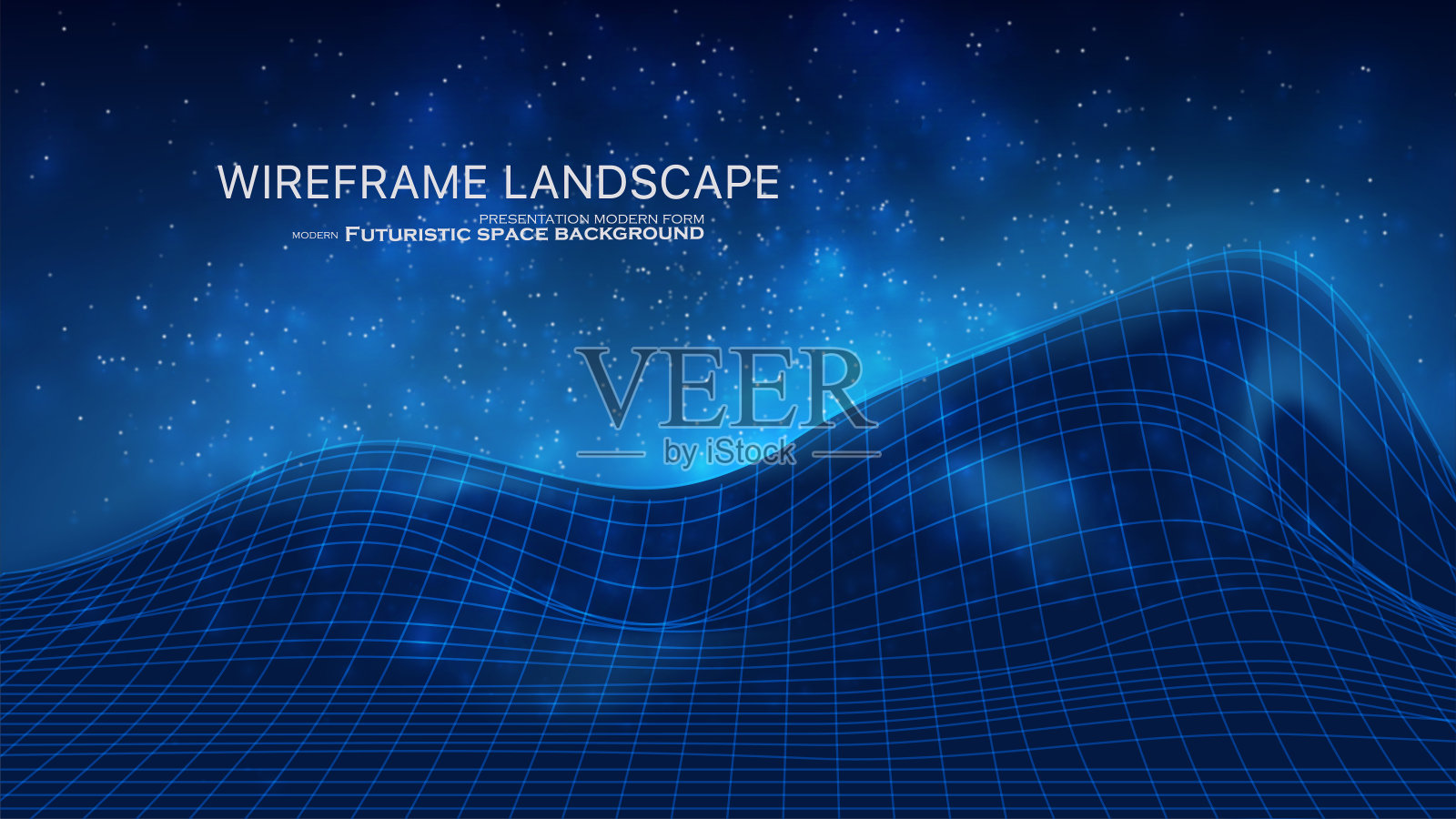 带有粒子、点和星星的抽象景观插画图片素材