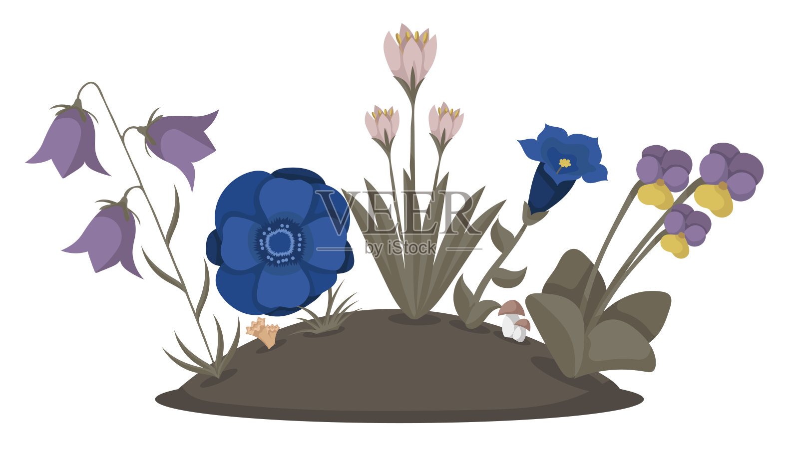 卡通风格的魔法草地。插画图片素材