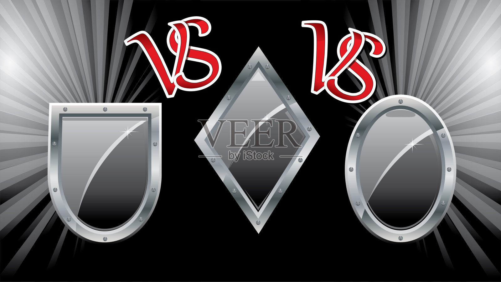 中世纪游戏的公会防御者用三个钢盾签名插画图片素材