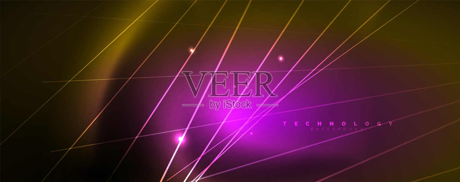 闪亮的霓虹线条，抽象的壁纸，闪亮的运动，魔幻的空间光。科技文摘的背景插画图片素材