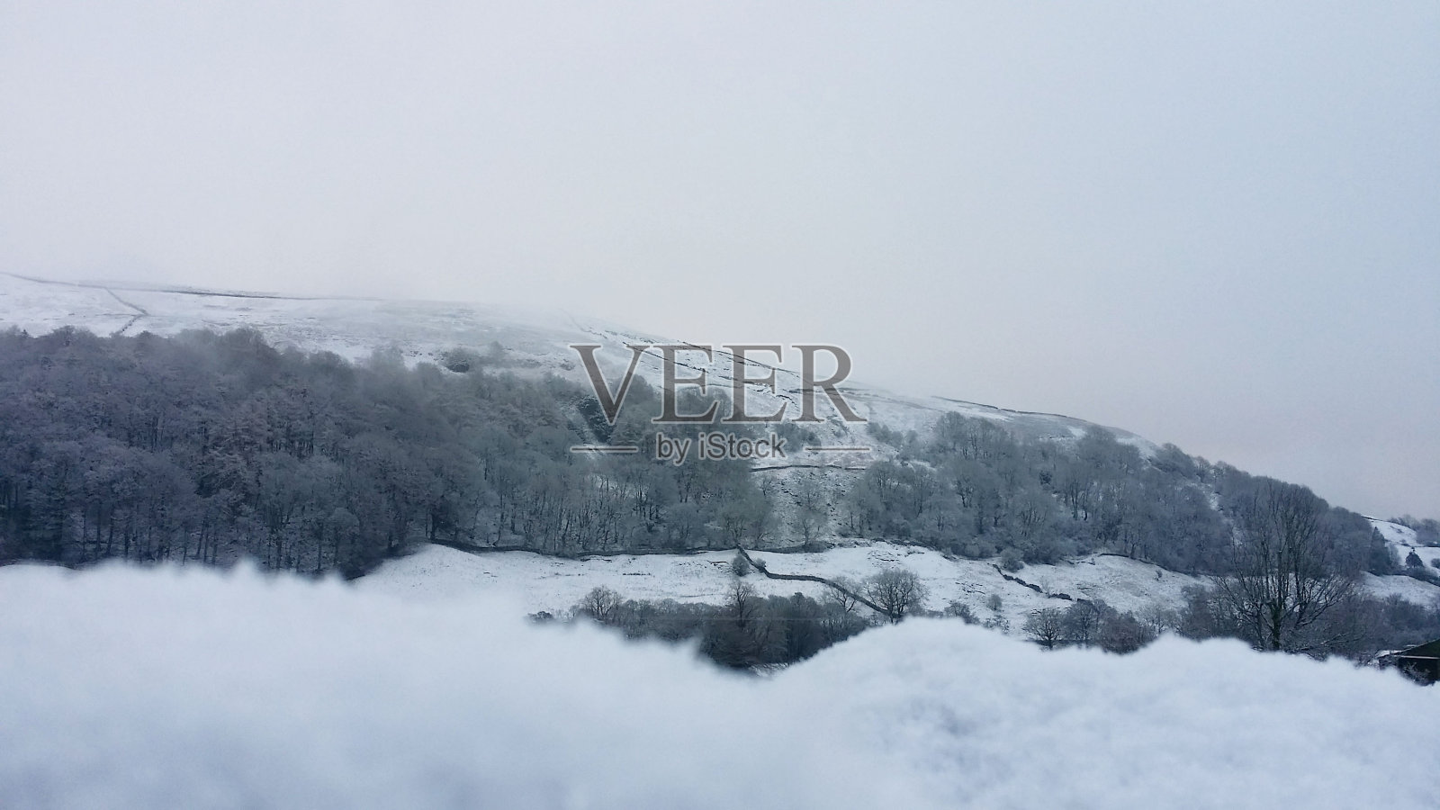 冰晶，早晨的雪，北约克郡阿肯格斯代尔的冬天照片摄影图片