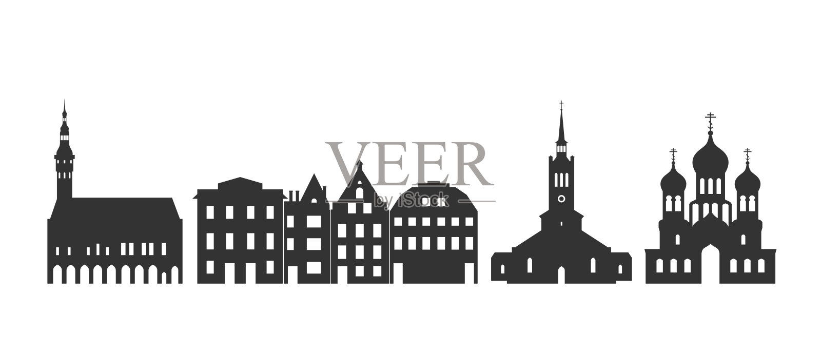 爱沙尼亚白色背景上的爱沙尼亚建筑插画图片素材