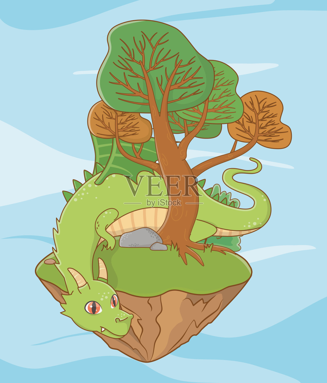 童话图案的中世纪龙插画图片素材