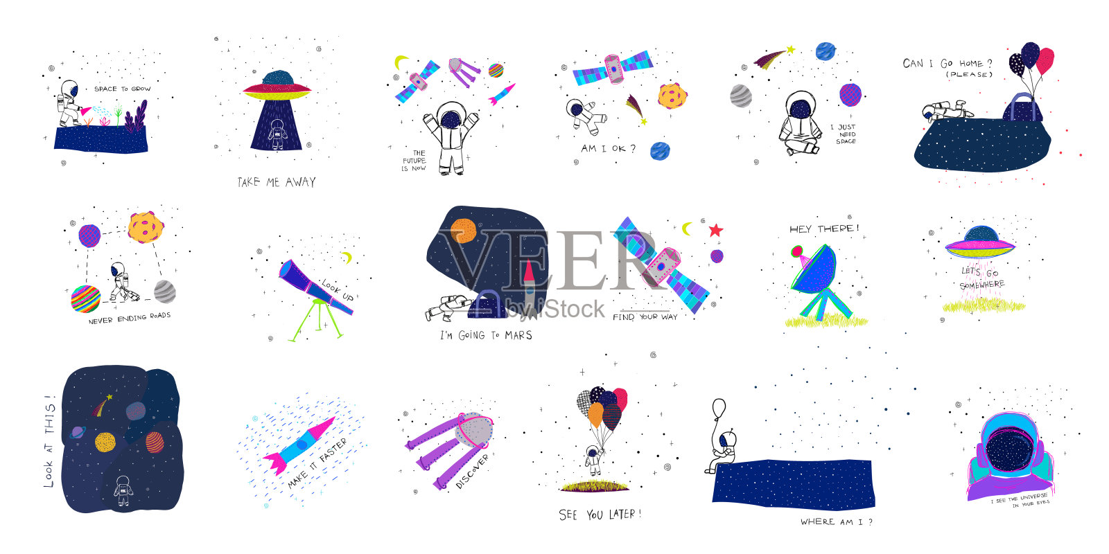 宇宙空间排版绘图插图集插画图片素材