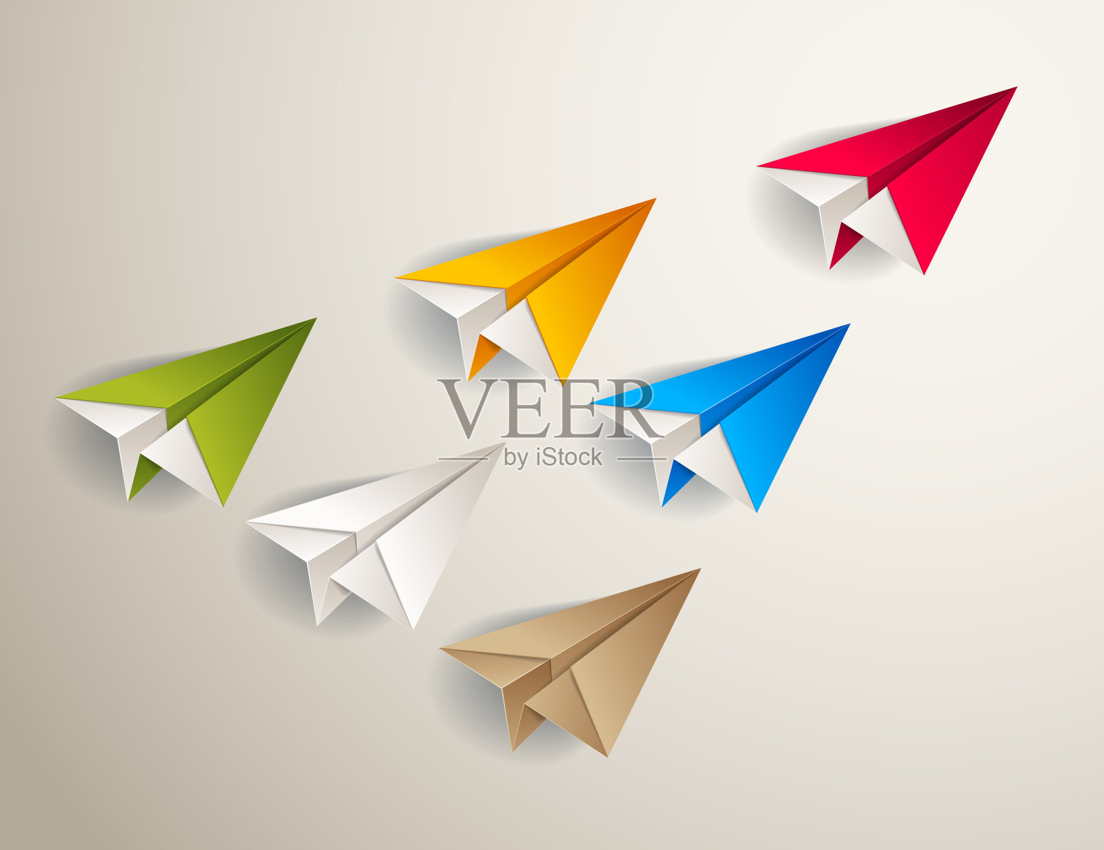 飞行折纸飞机带领团队小组更小的飞机，商业领导的概念，矢量现代风格的3d插图。插画图片素材