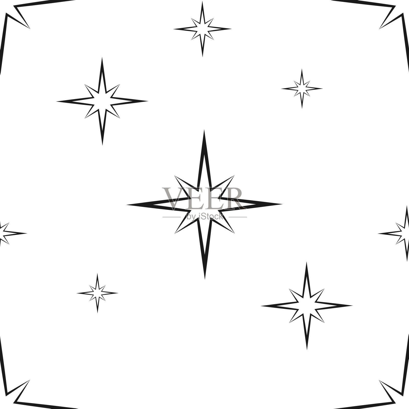 星星。风的玫瑰。模式。无缝的矢量图。艺术线。平的。插画图片素材