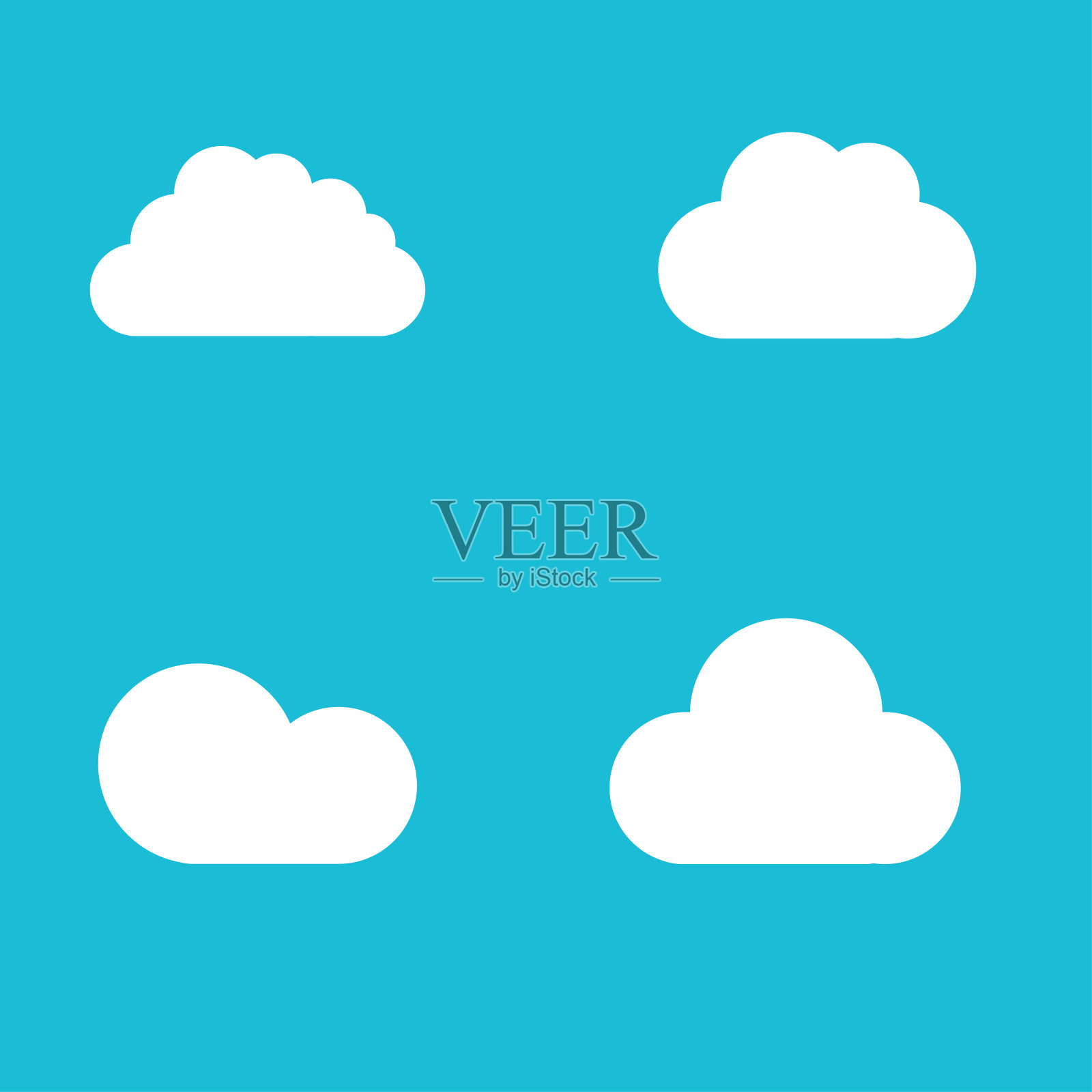 蓝色字体上的白色云形状图标插画图片素材