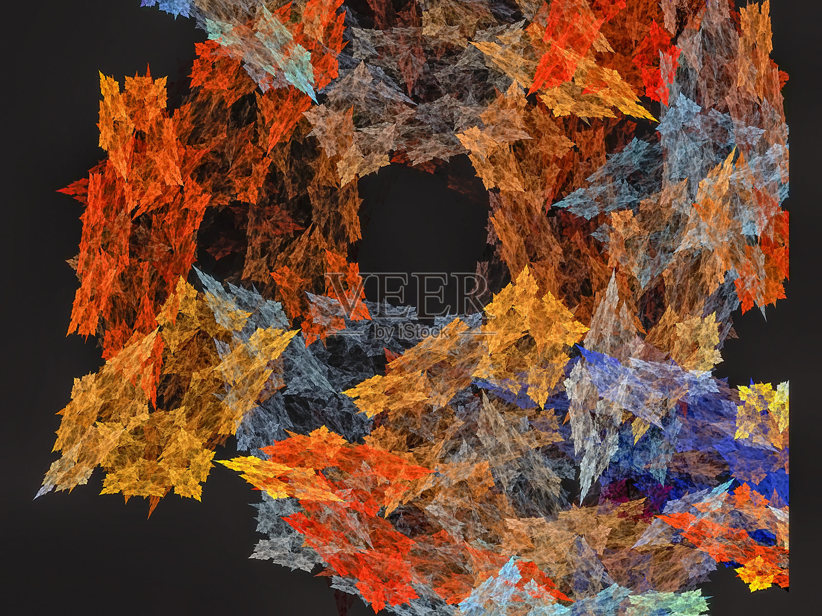 计算机生成抽象的螺旋形分形火焰图像。照片摄影图片