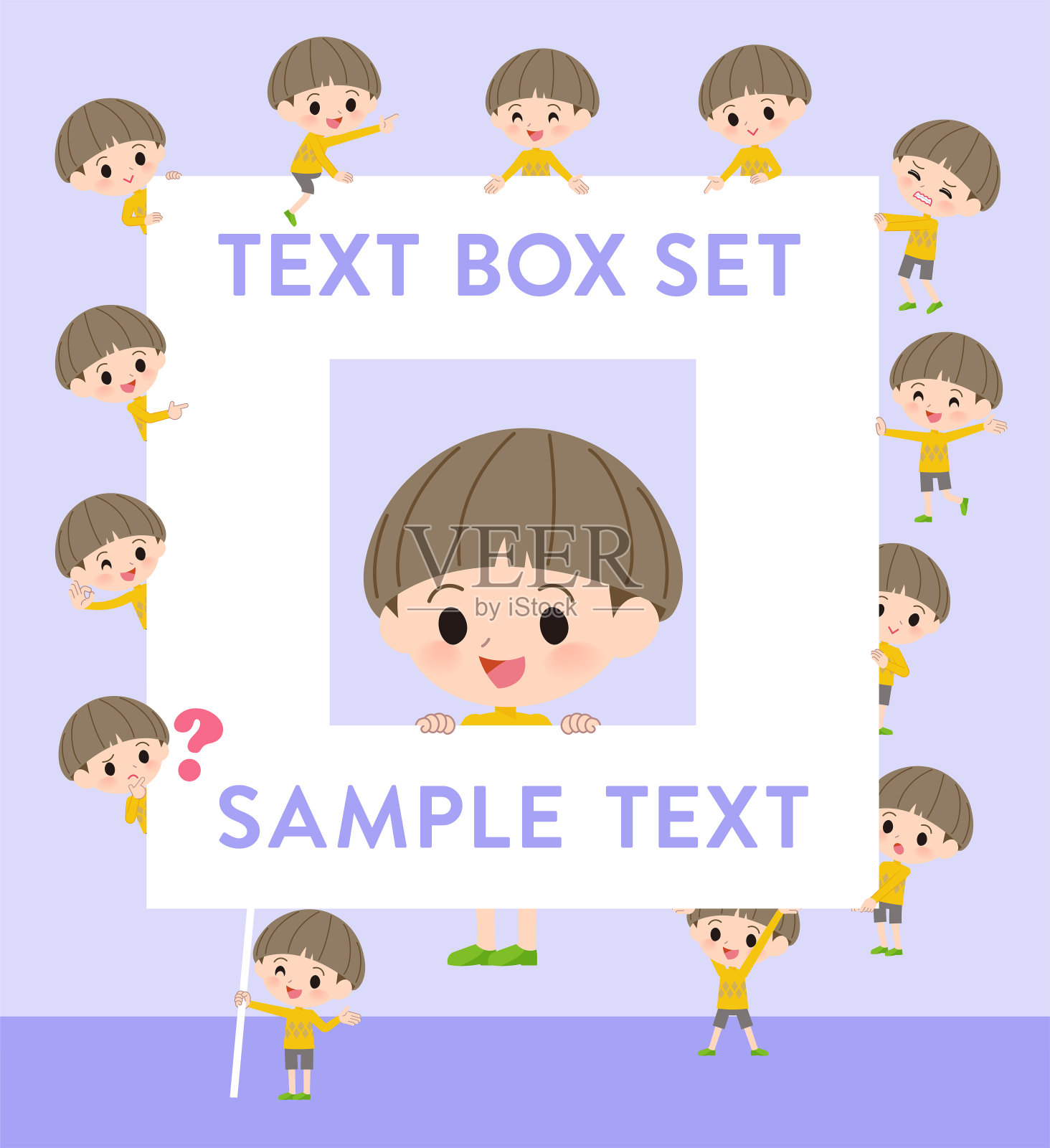 黄色衣服boy_text框插画图片素材
