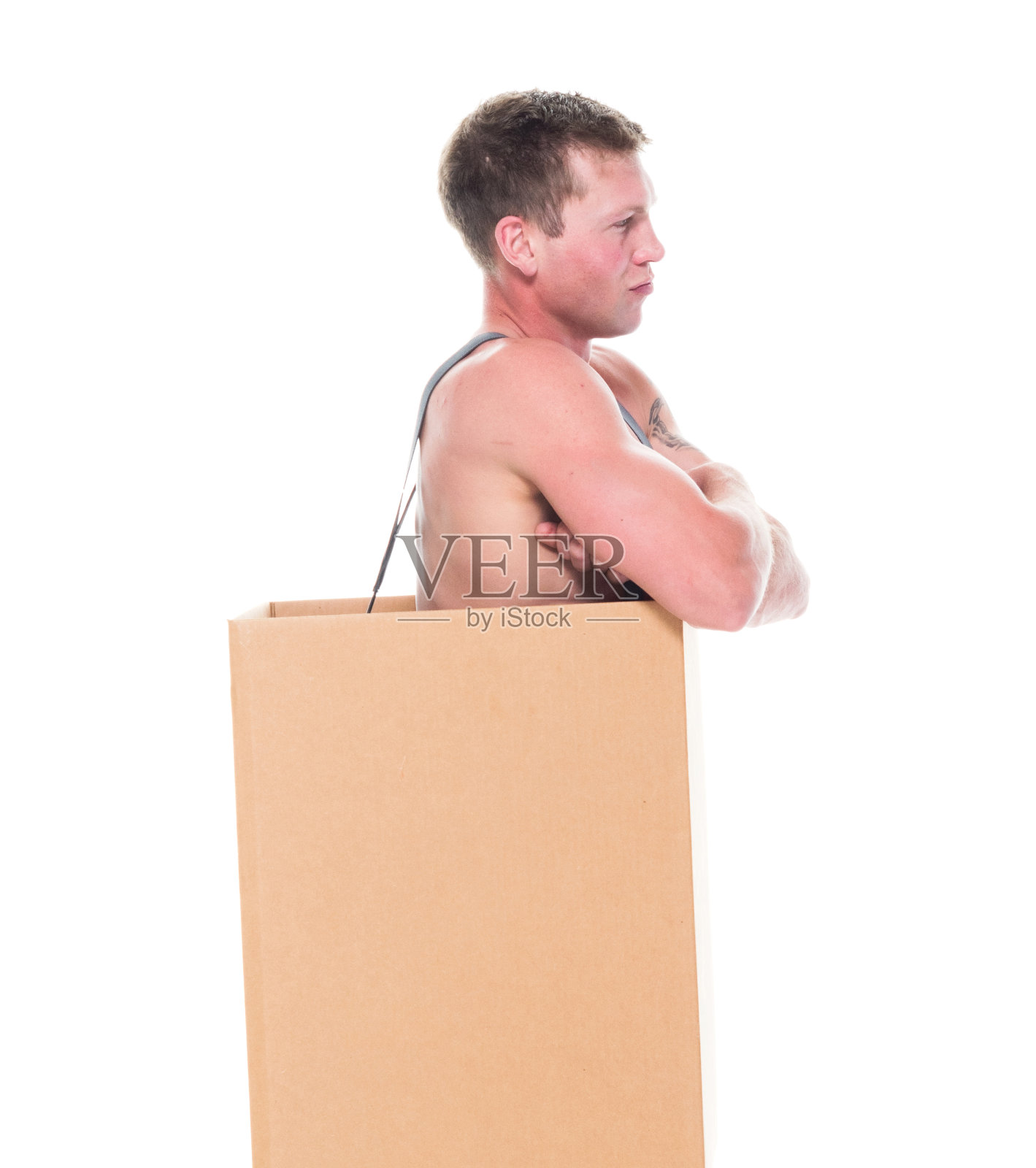 困在箱子里的穷人感觉很严重照片摄影图片