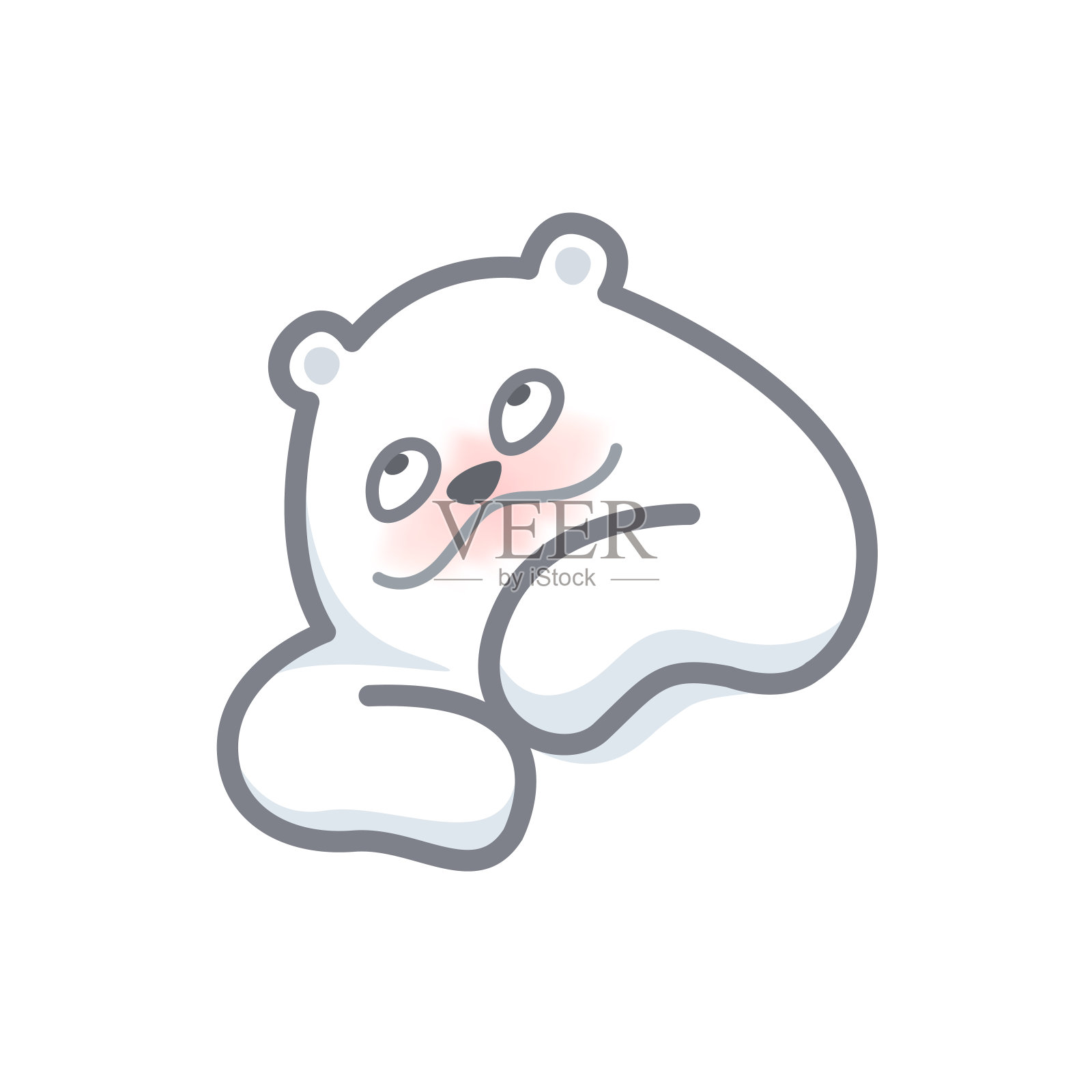 白熊卡通人物可爱孤立在白色的背景，漂亮的泰迪熊卡通人物可爱，剪辑艺术熊可爱和有趣，剪纸白色泰迪熊吉祥物卡通插画图片素材