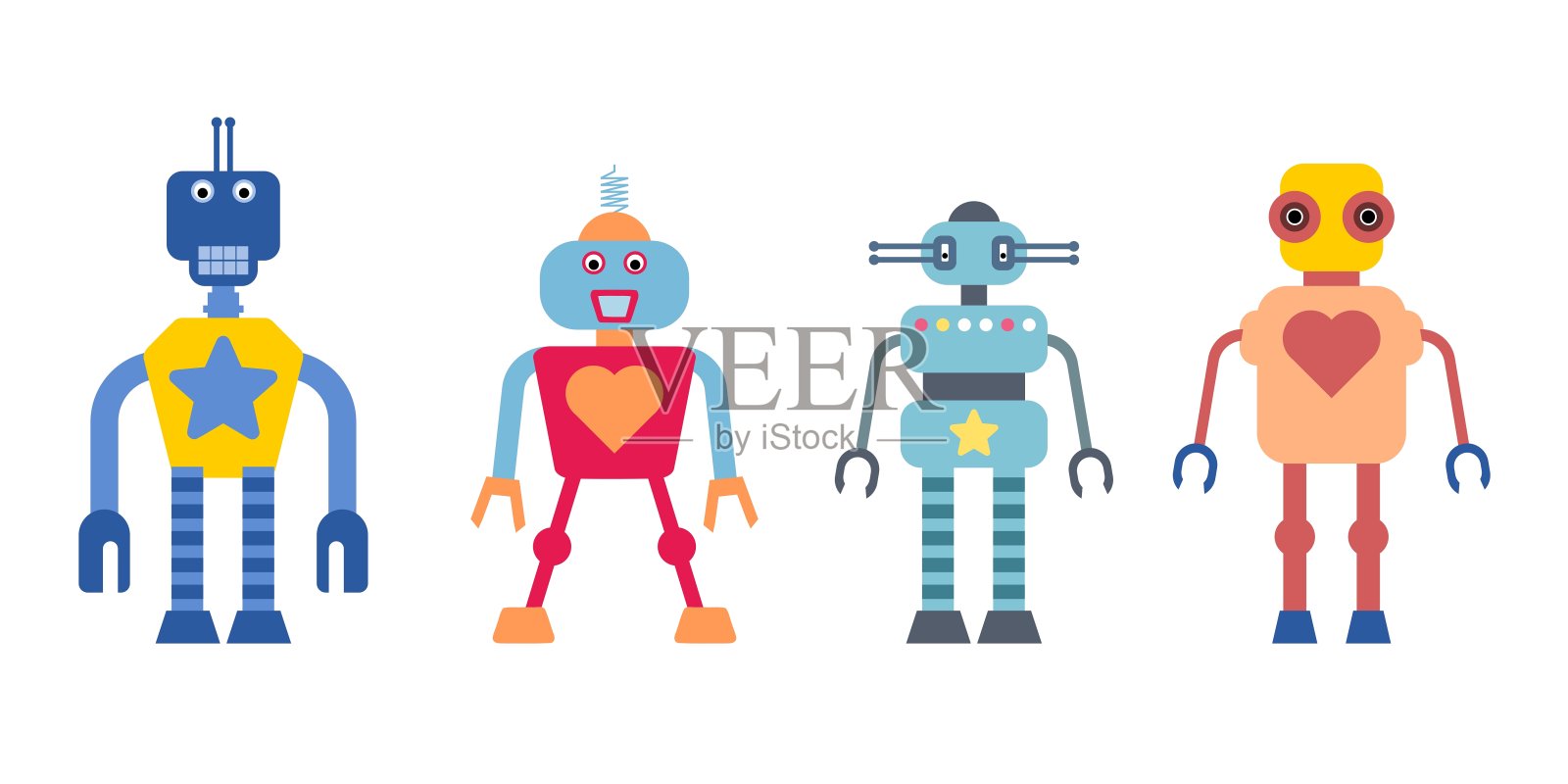卡通机器人插画图片素材