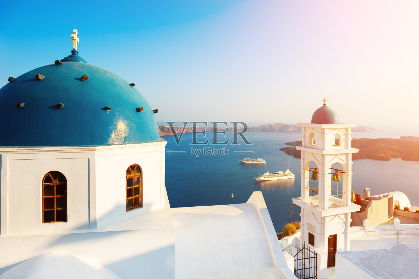 希腊圣托里尼岛岛。照片摄影图片