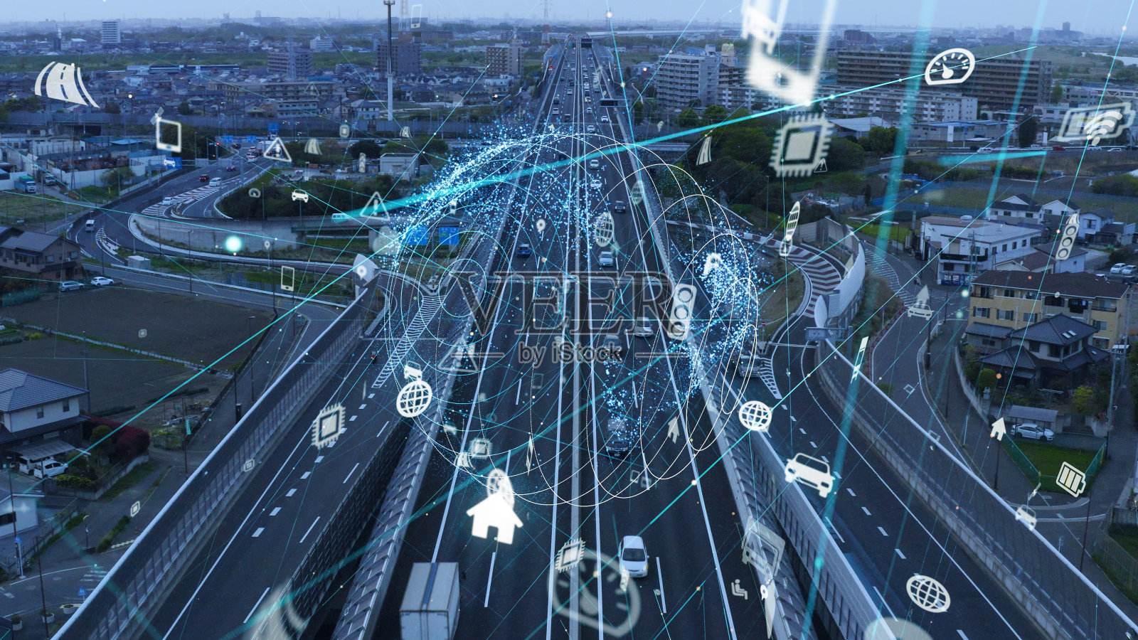 交通和技术概念。智能交通系统。照片摄影图片