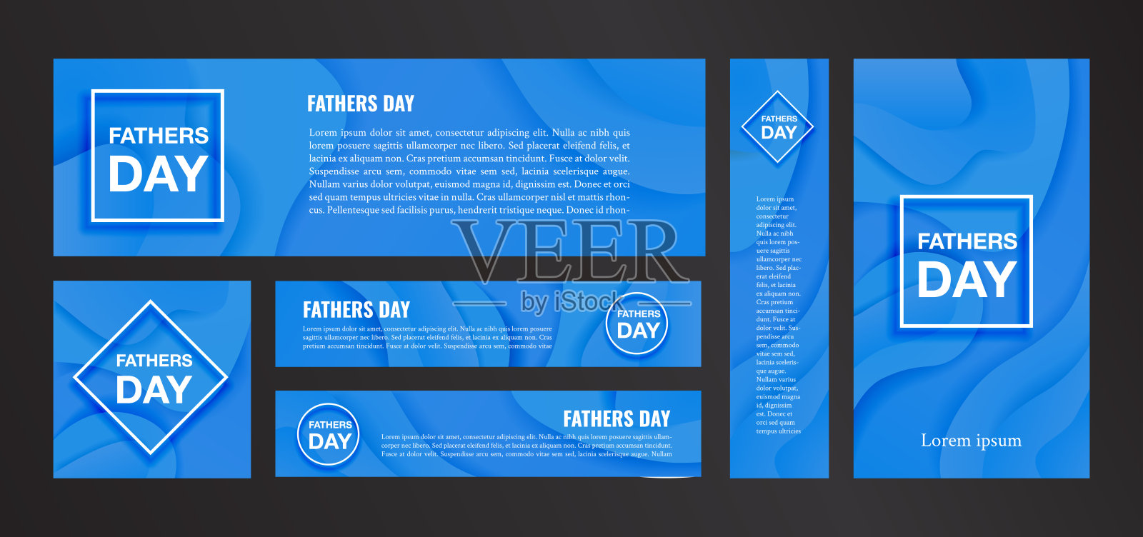 快乐父亲节矢量横幅蓝色背景设计模板素材