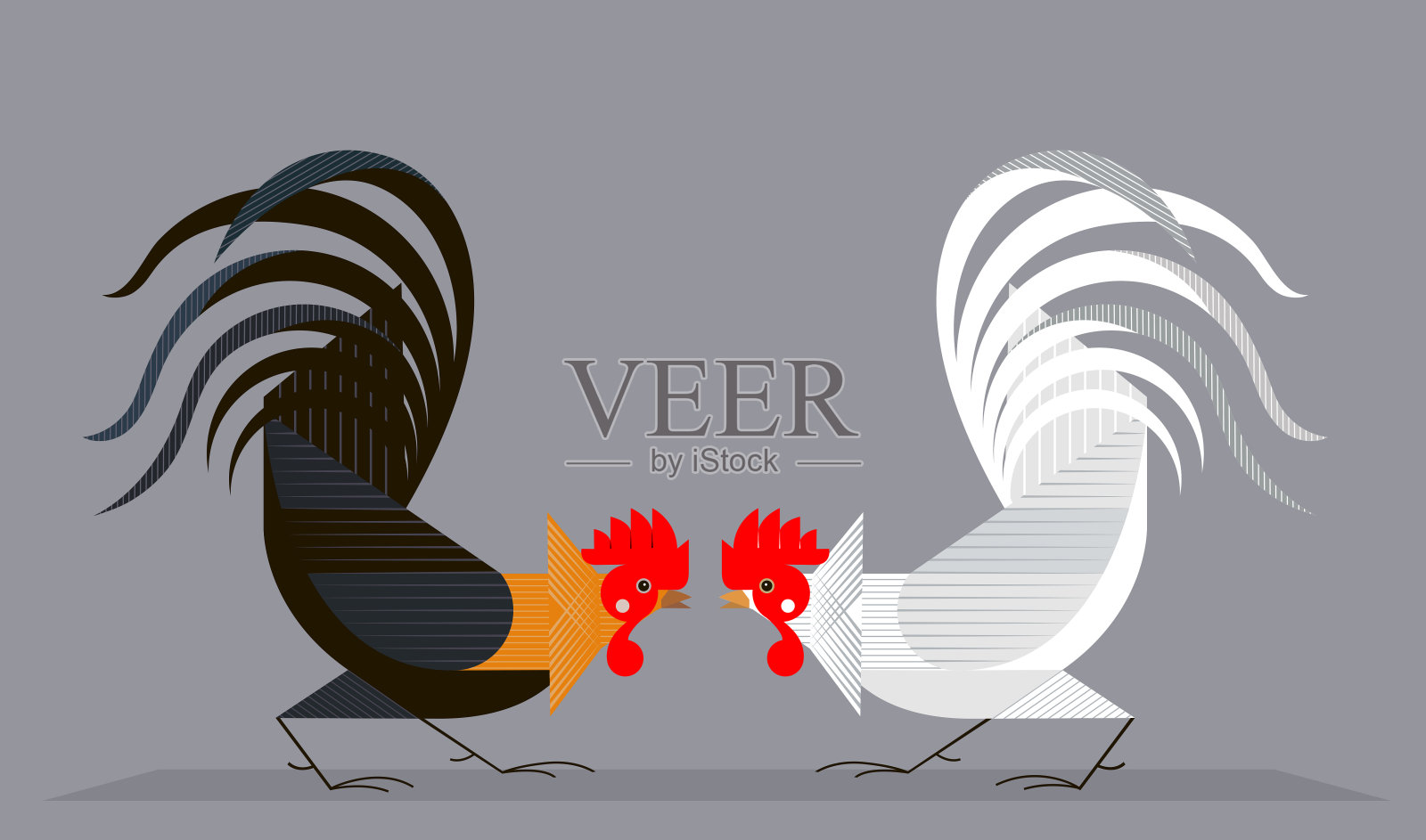 斗鸡插画图片素材