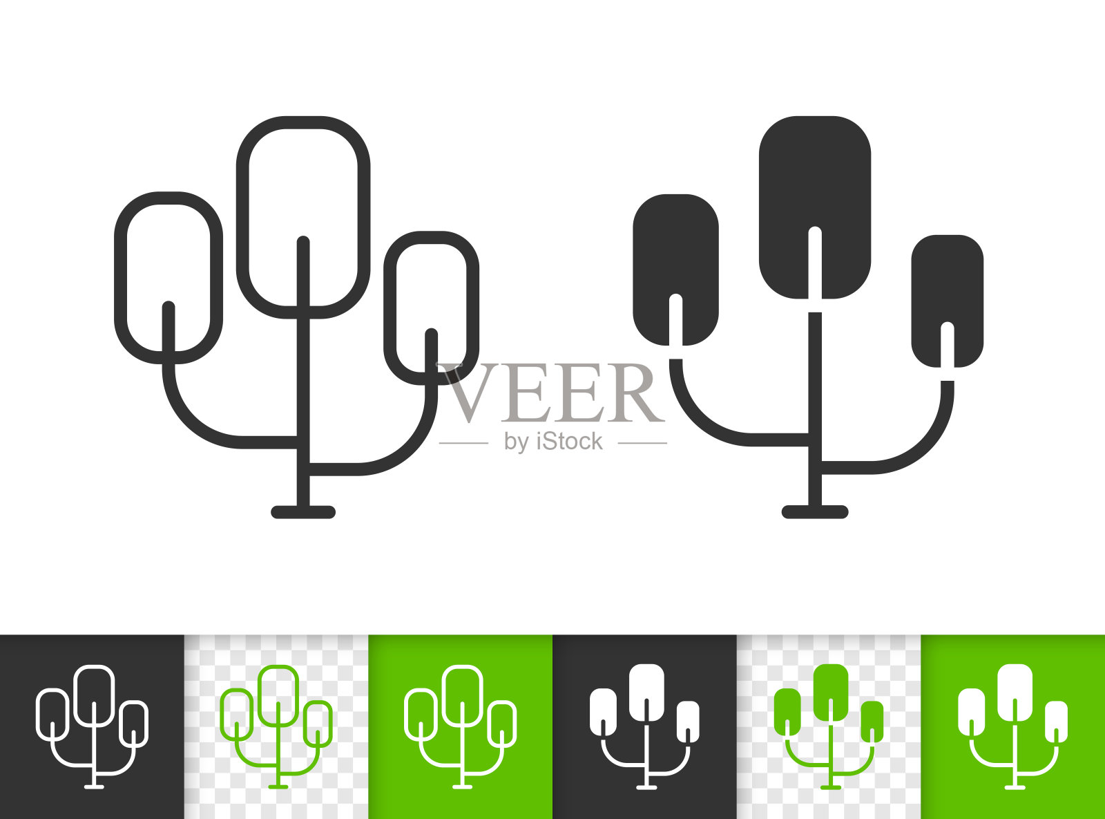 抽象几何树简单直线矢量图标插画图片素材