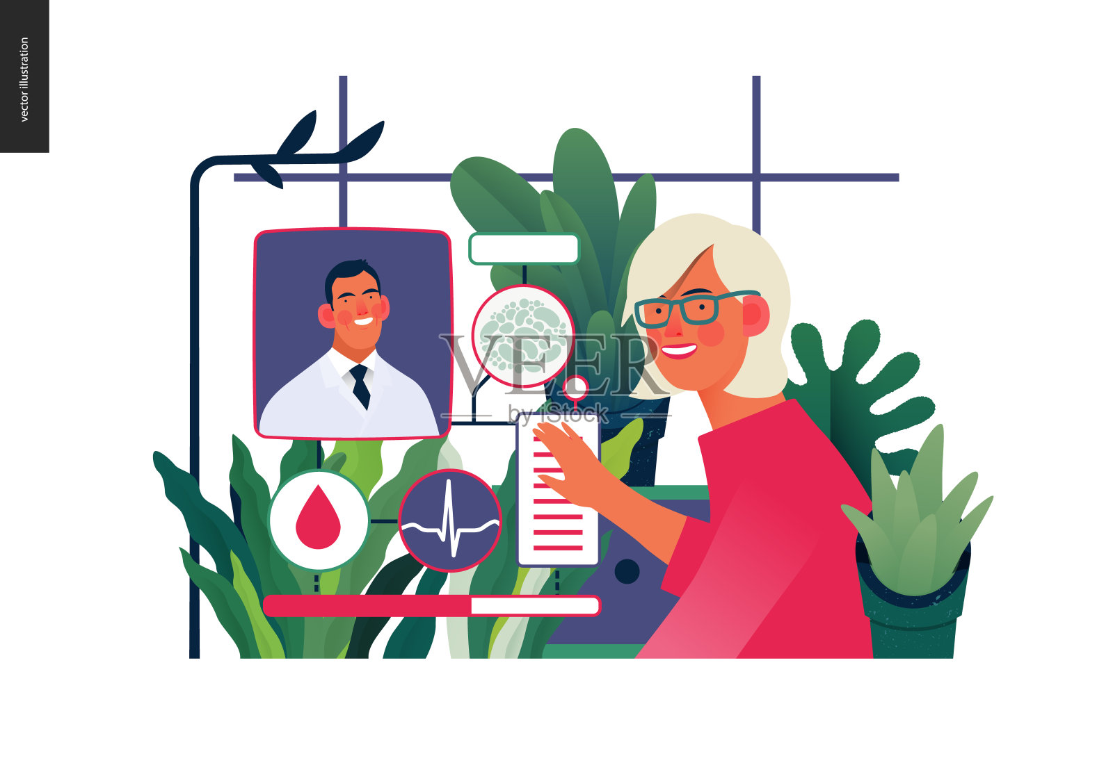 医疗保险模板-医疗病例经理插画图片素材