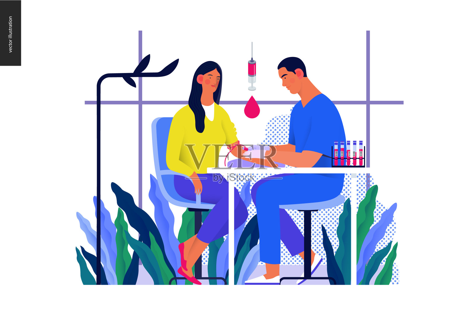 医学测试模板-血液测试插画图片素材