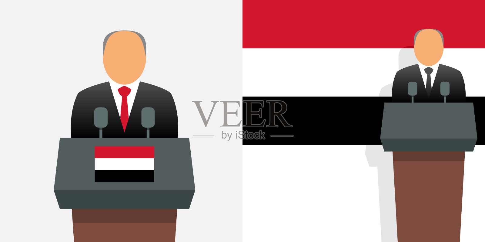 也门总统和国旗插画图片素材