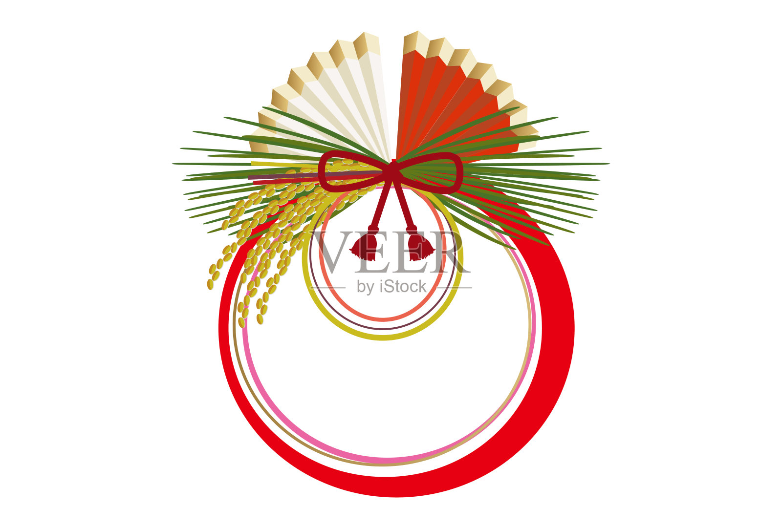 日本新年装饰插图。新年的墙壁装饰。吉祥的内部。日本新年装饰品。新年横幅的材料。设计材料。插画图片素材