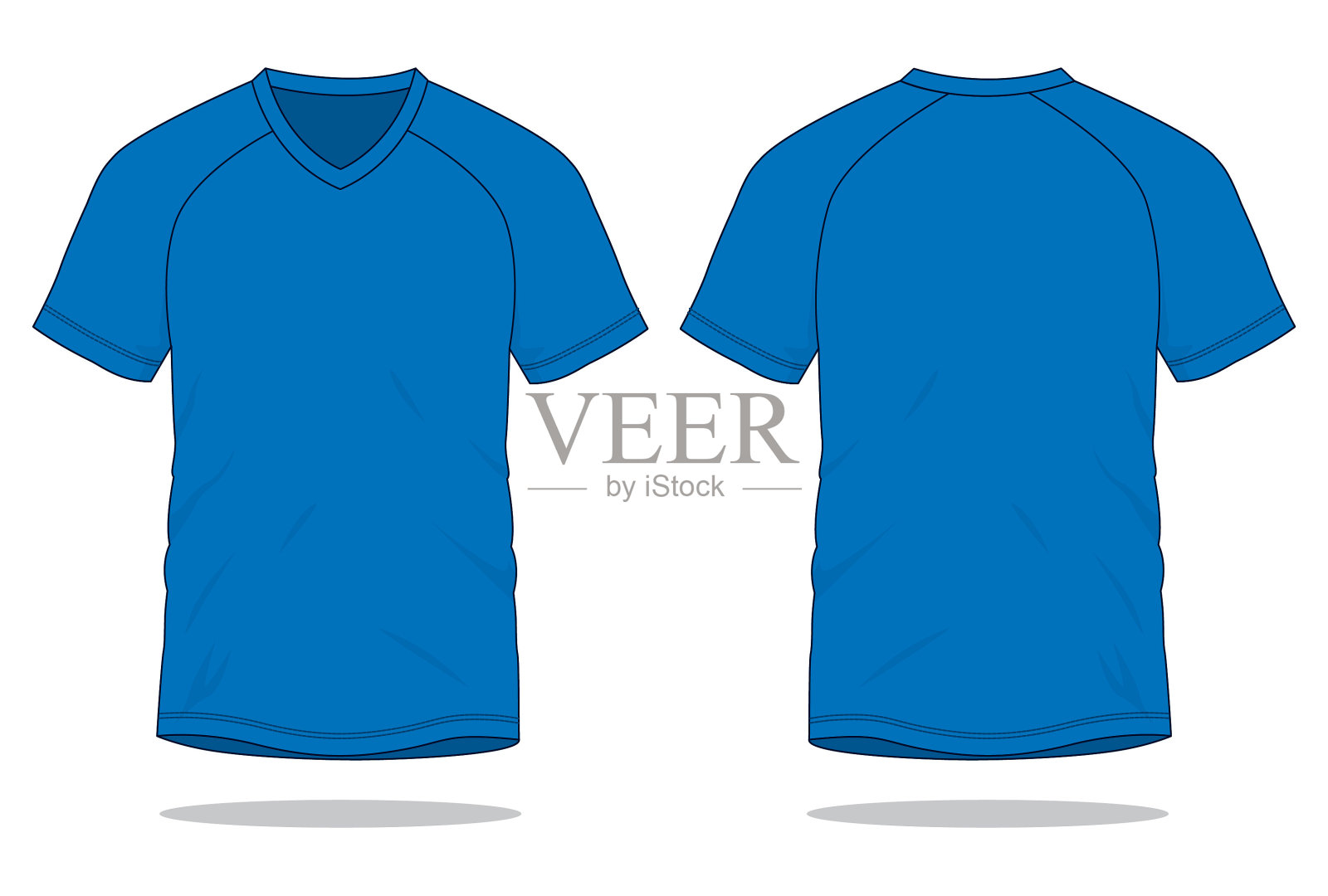 蓝色v领衬衫模板矢量插画图片素材