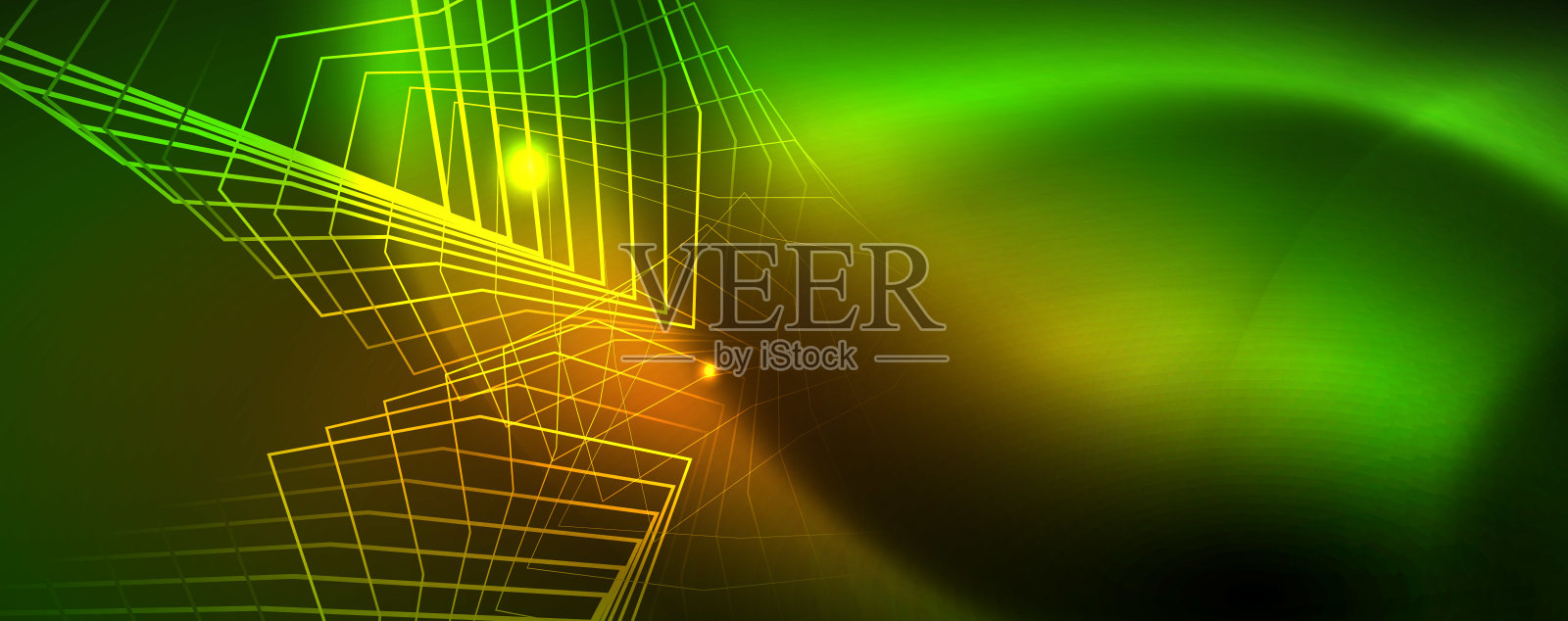 技术发光的背景，未来的黑暗模板与霓虹灯效果和简单的形式，矢量插画图片素材