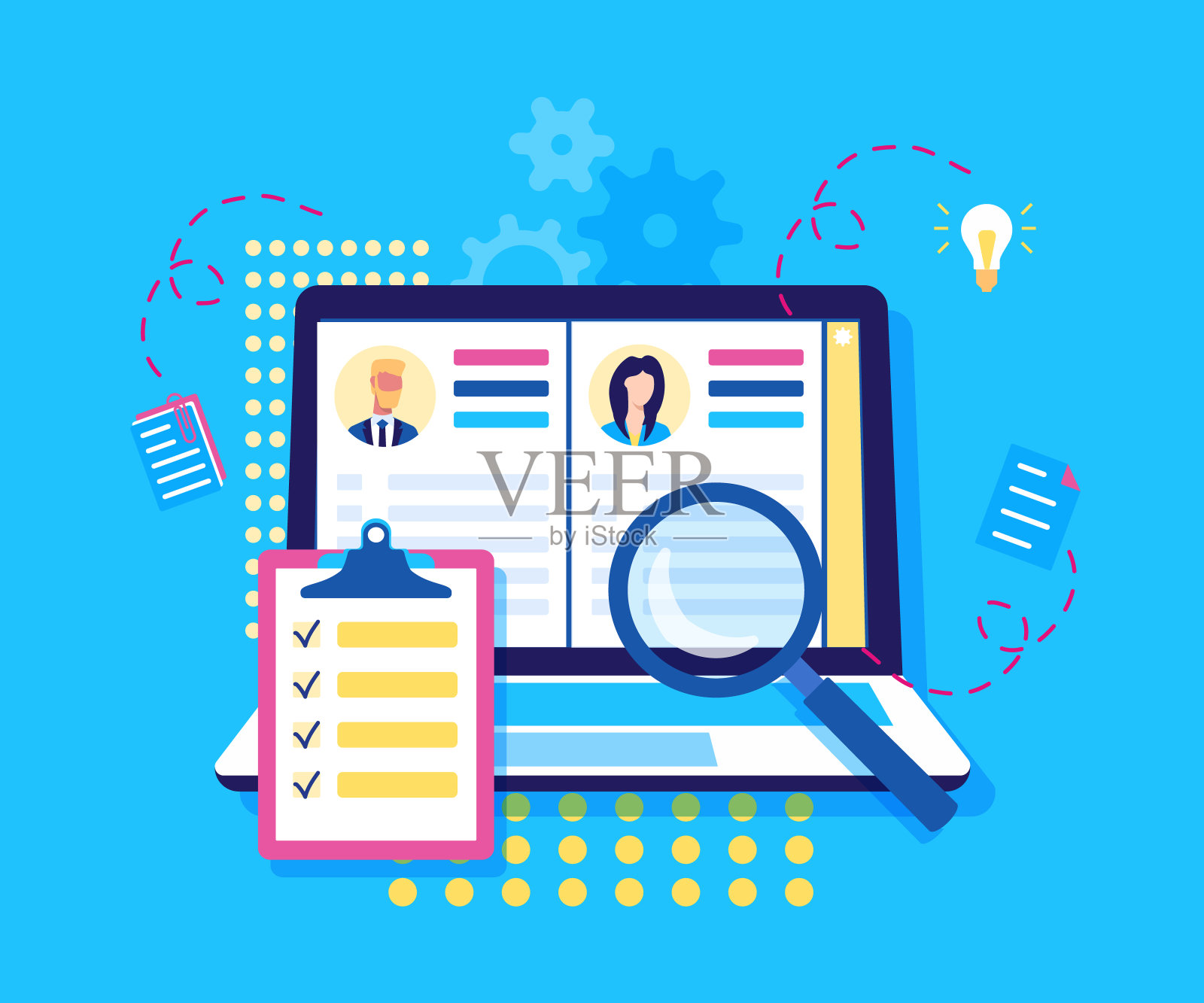 招聘和人力资源概念的网站标题插画图片素材