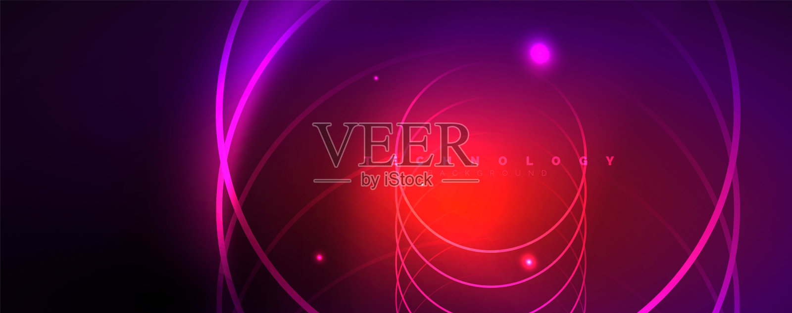 闪亮的霓虹灯，黑色抽象的背景与模糊的魔术霓虹灯曲线插画图片素材