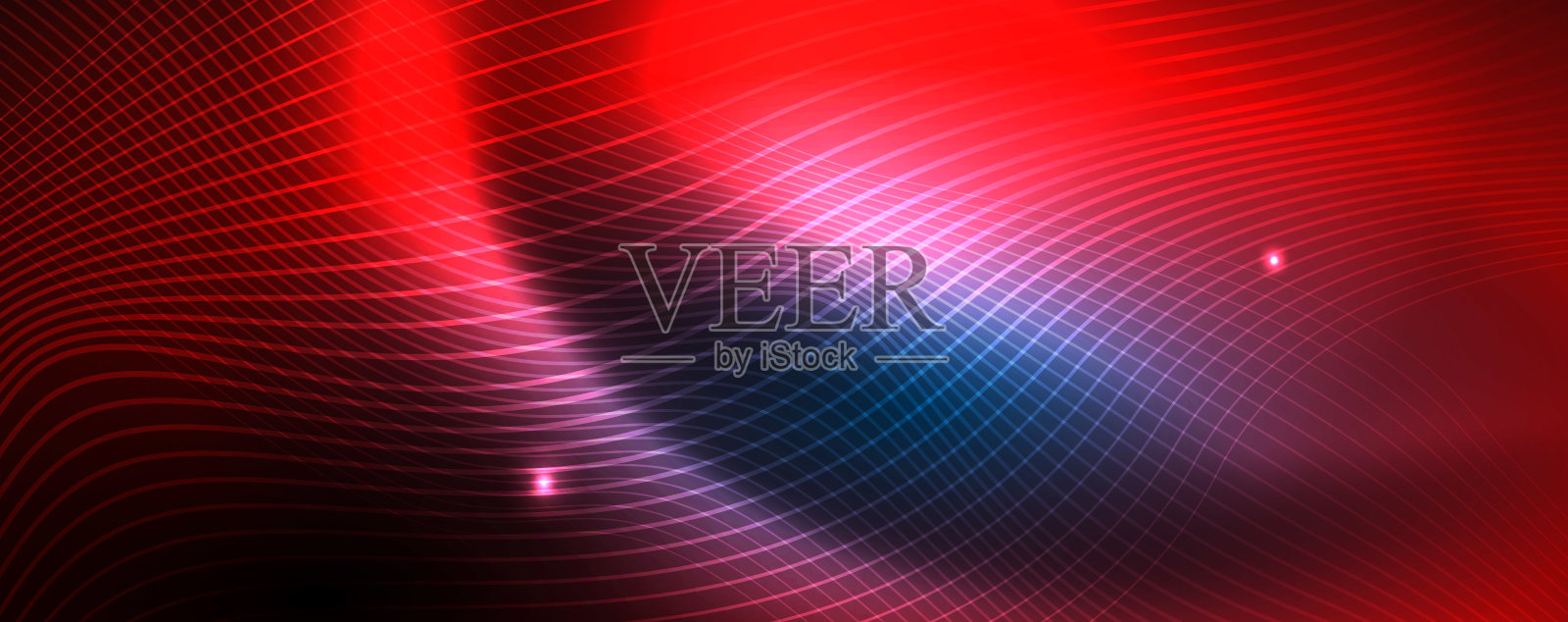 蓝色霓虹灯背景上平滑的波浪线。发光抽象波在黑暗，闪亮的运动，魔术空间光插画图片素材