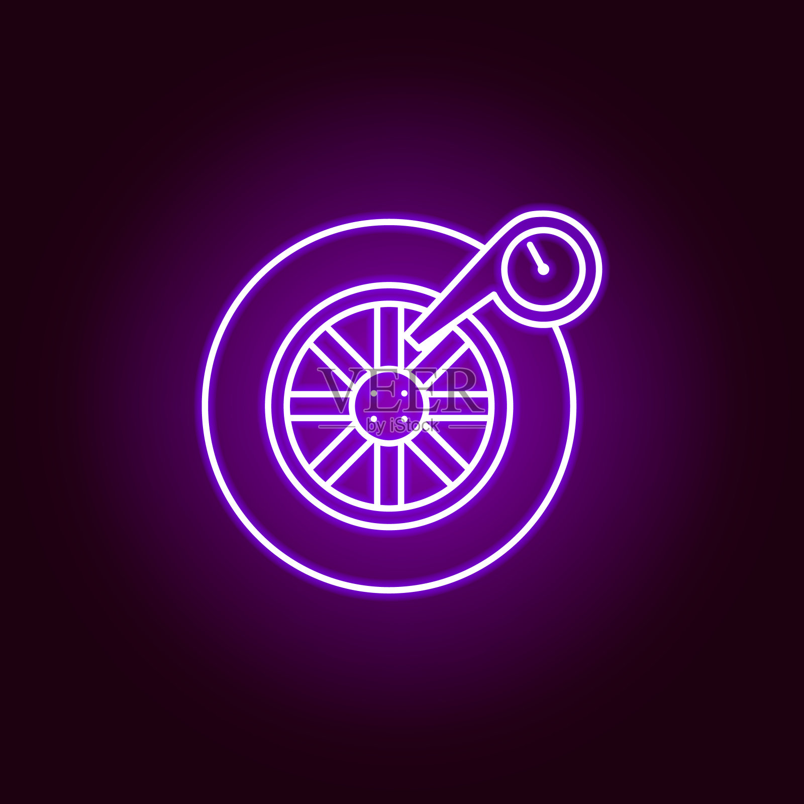 车轮汽车轮廓图标在霓虹灯风格。汽车修理图元素霓虹灯风格图标。符号和符号可以用于网页，标志，手机应用程序，UI，用户体验插画图片素材