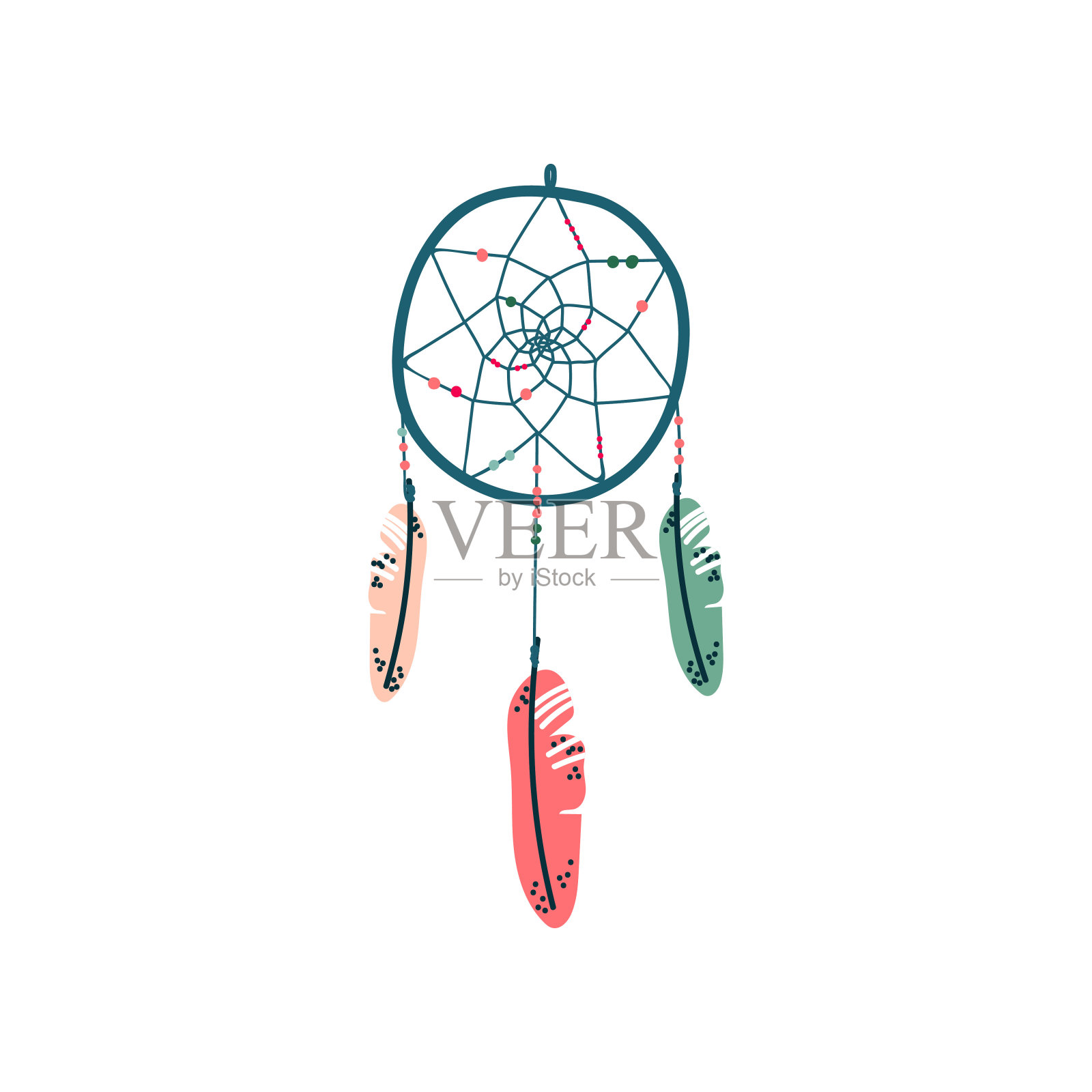 捕梦网魔法对象，魔法属性矢量插图插画图片素材